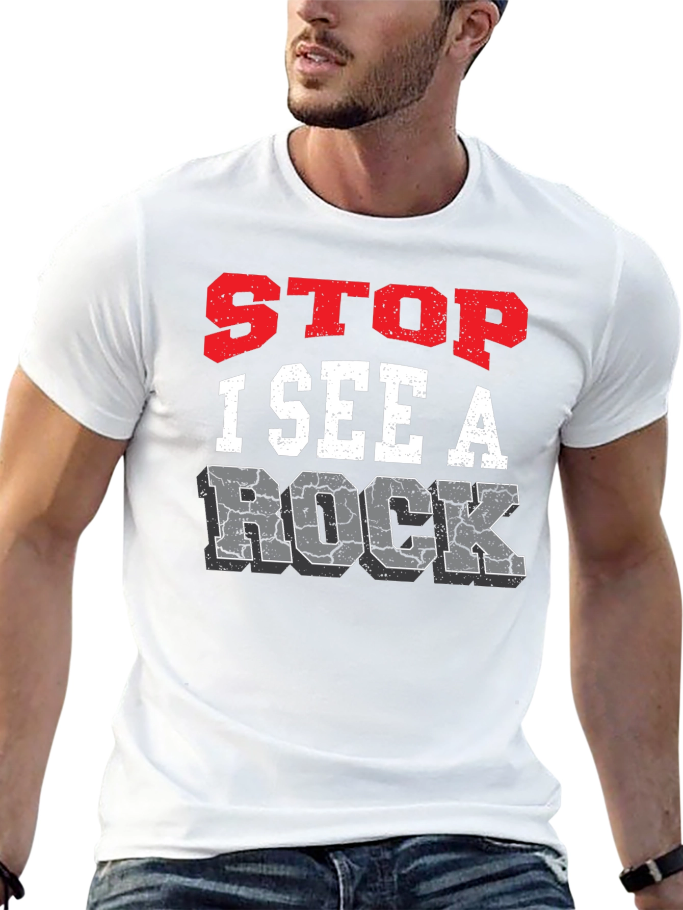 Black Stop I See A Rock Graphic Tee view 13