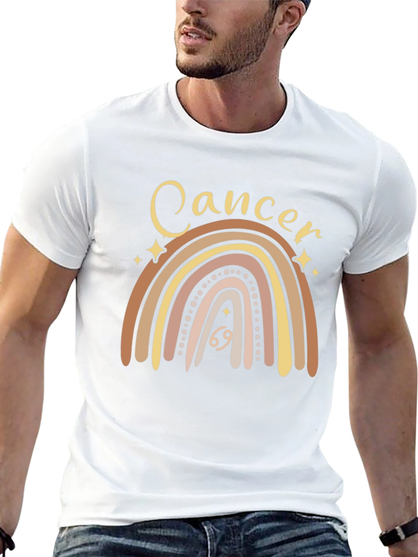 Black Cancer Zodiac Rainbow Graphic Tee view 13
