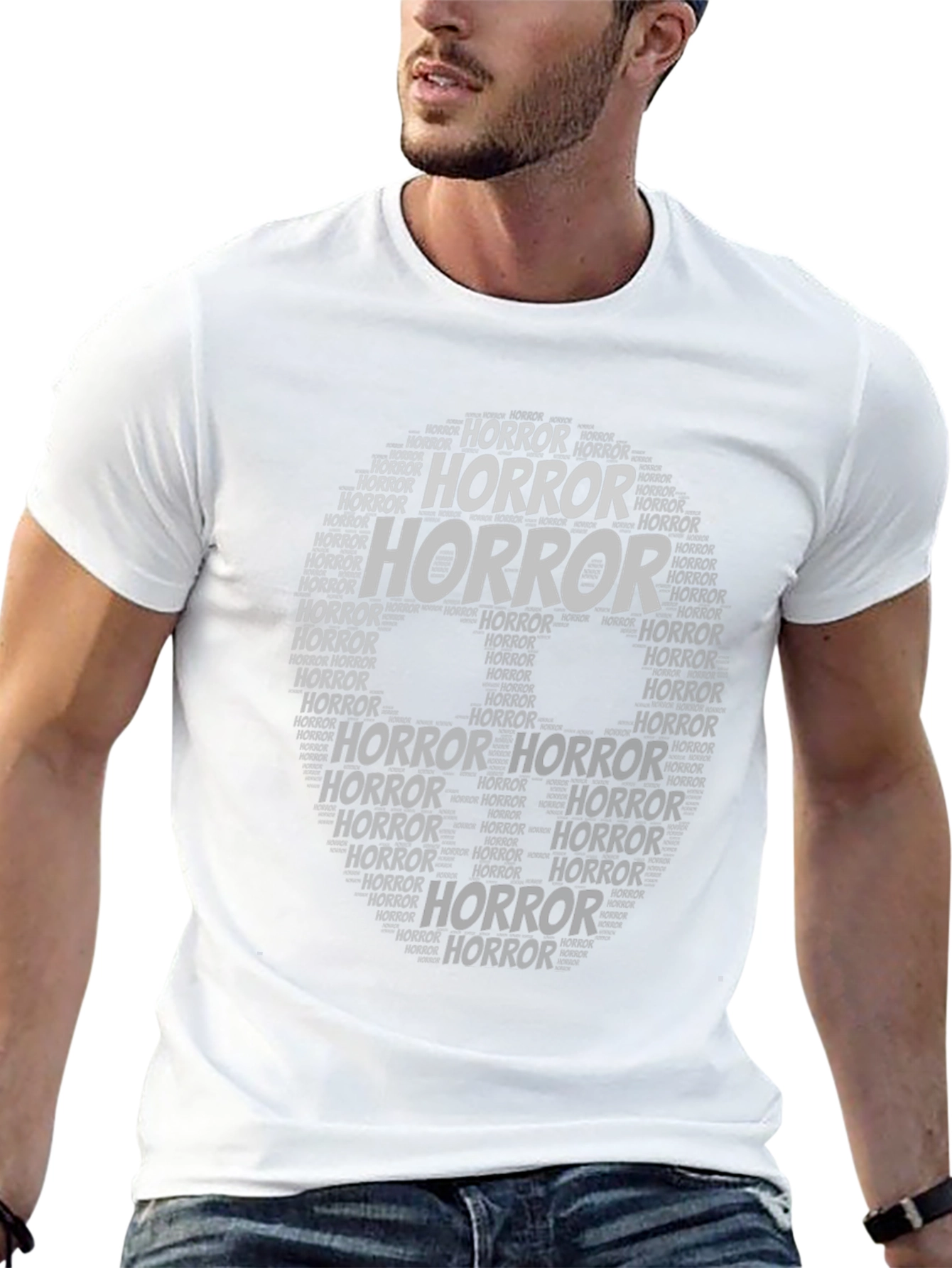 Black Horror Word Art T-Shirt view 13