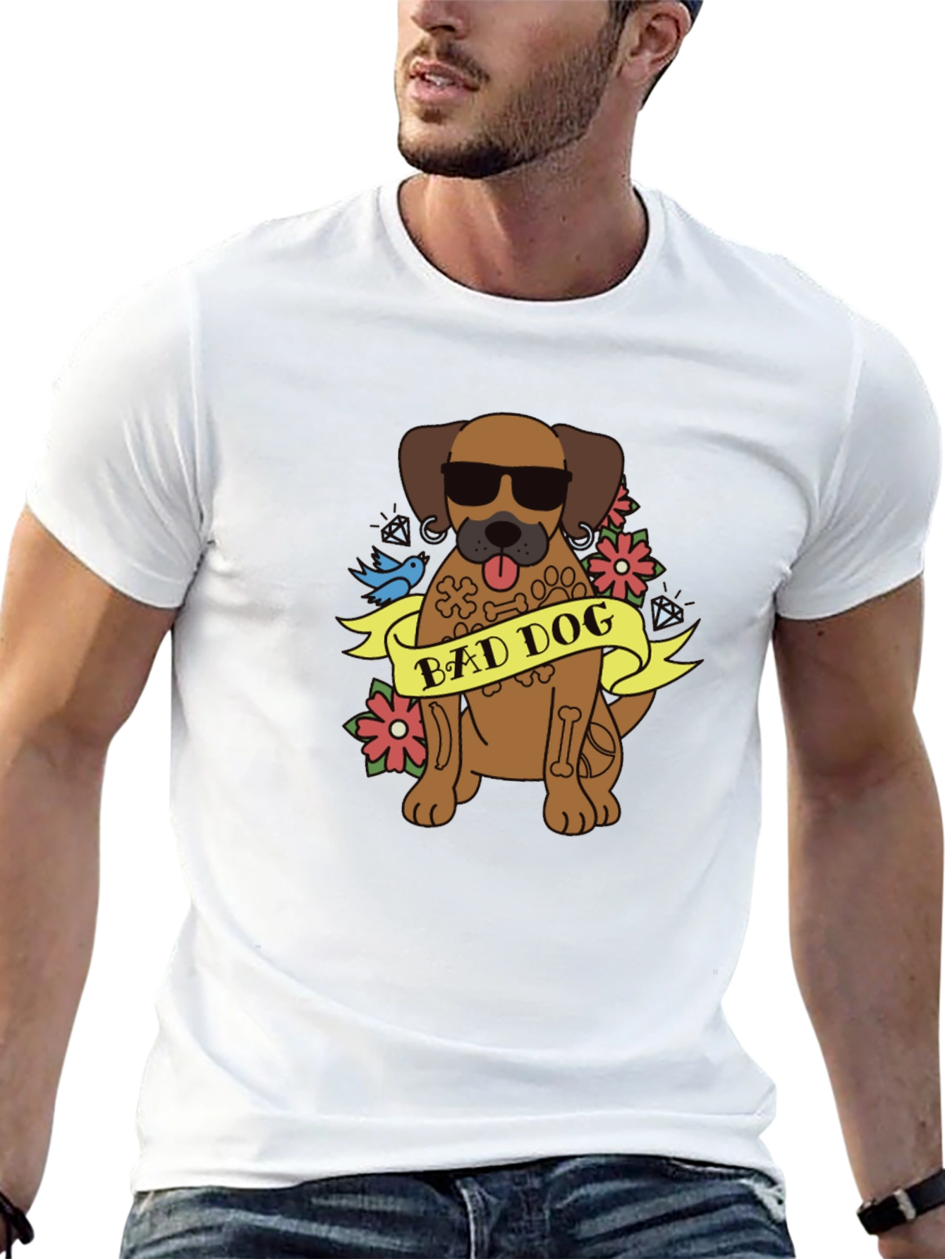 Bad Dog Graphic T-Shirt - Cool Canine Tee - 13