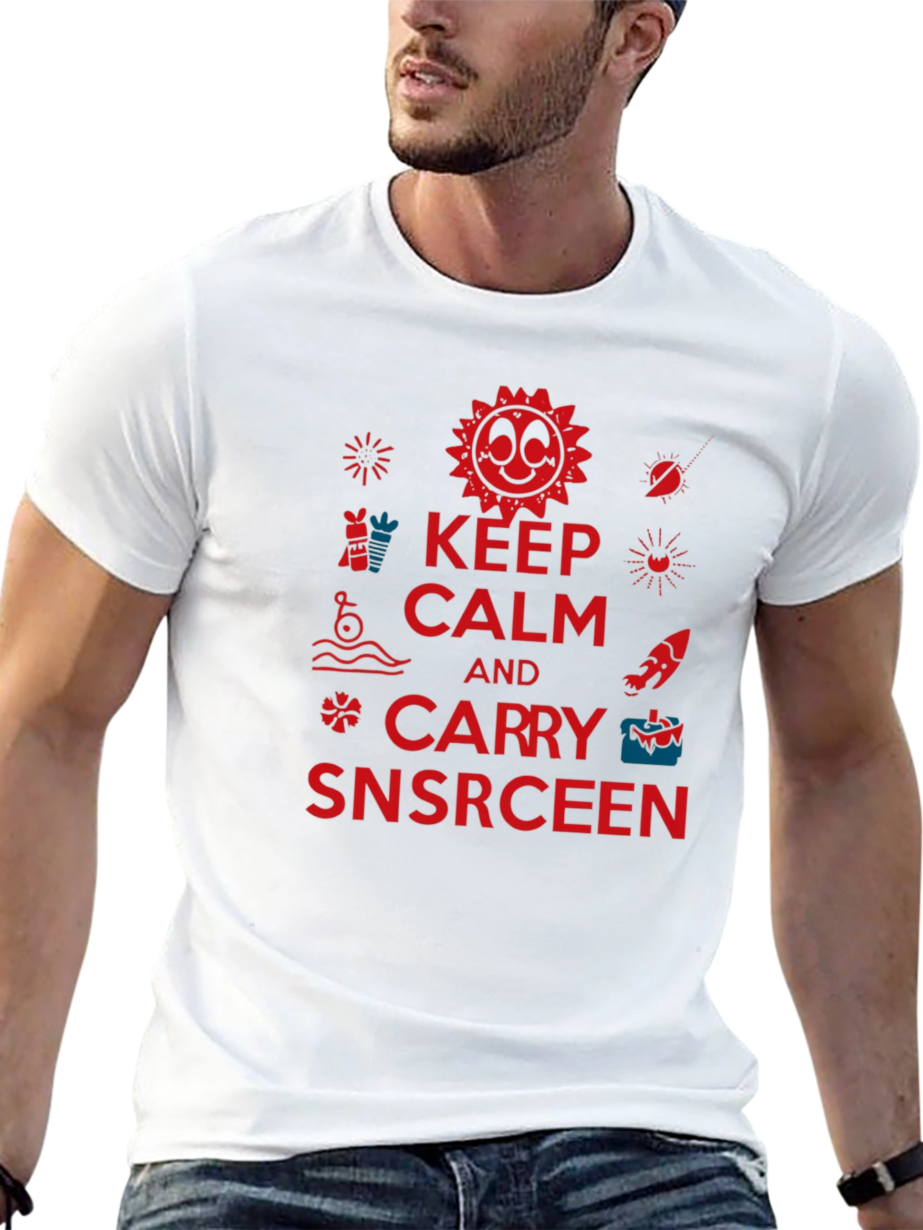 Black Keep Calm and Carry Snscrceen Graphic Tee view 13