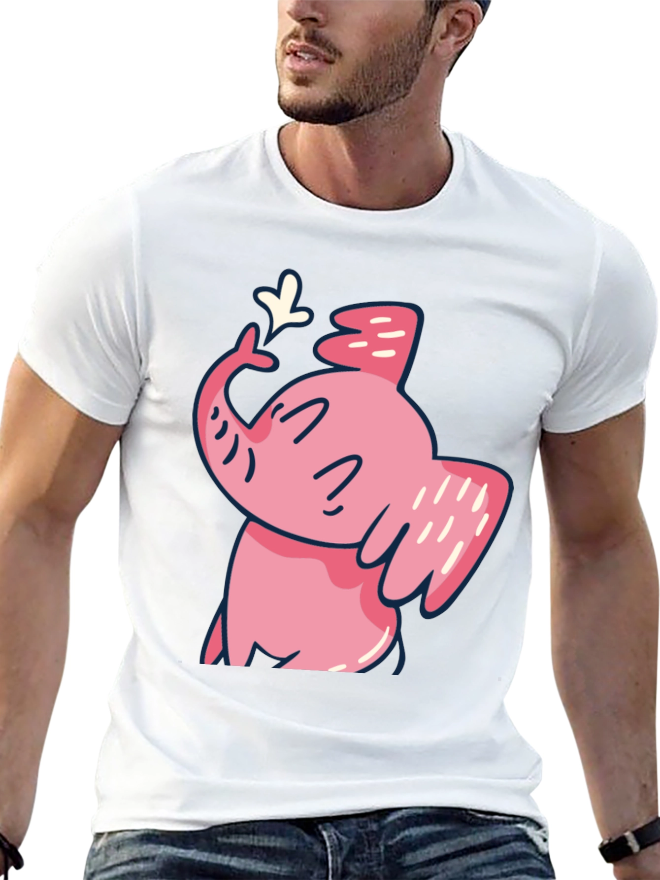 Black Cute Pink Elephant Graphic T-Shirt view 13