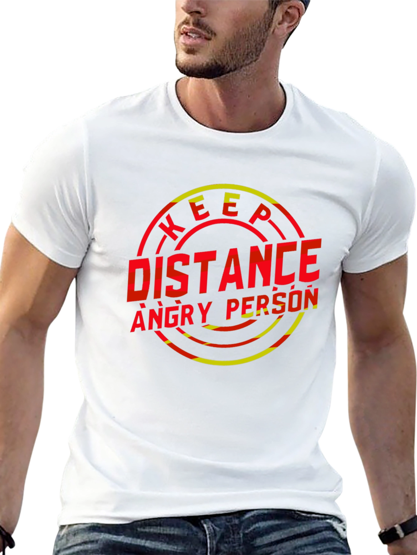 Black Keep Distance Angry Person Graphic T-Shirt view 13