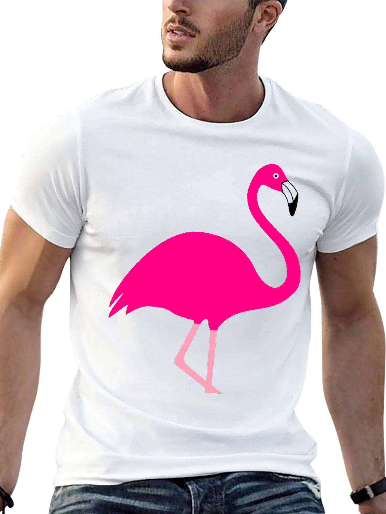 Black Fun Flamingo Graphic Tee - Black Cotton T-Shirt view 13