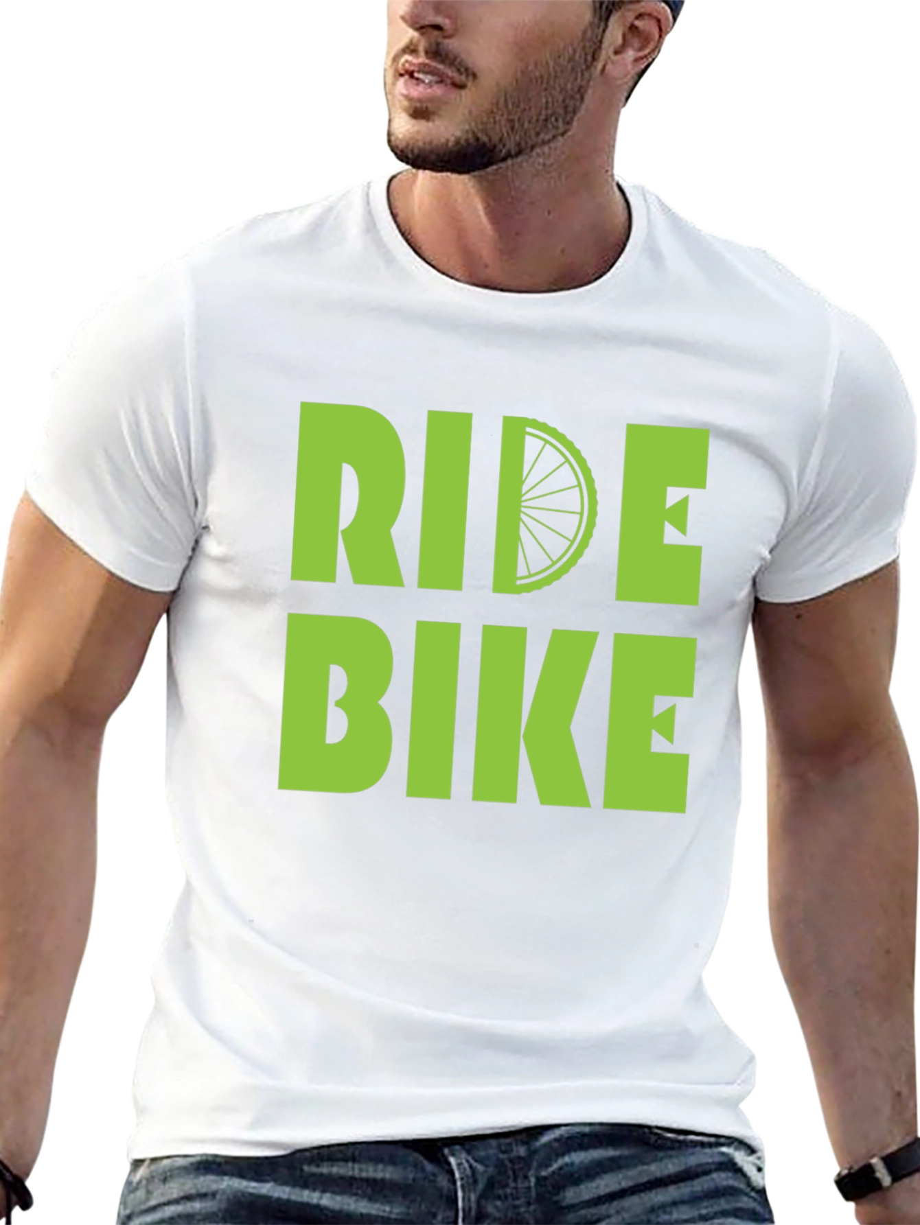 Black Ride Bike T-Shirt - Green Graphic Print view 13