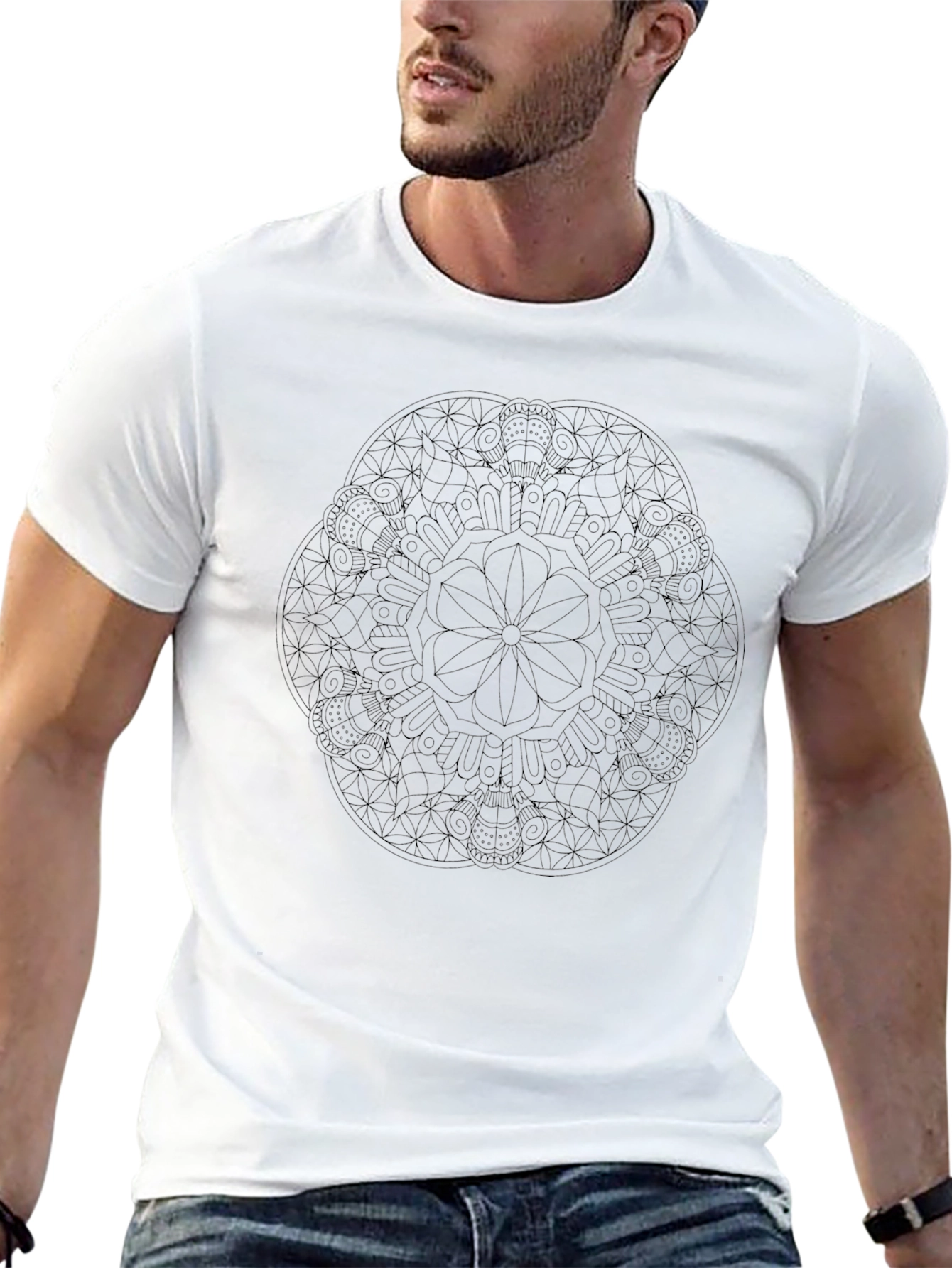 Black Black Mandala Graphic Tee - Stylish Men's T-Shirt view 13