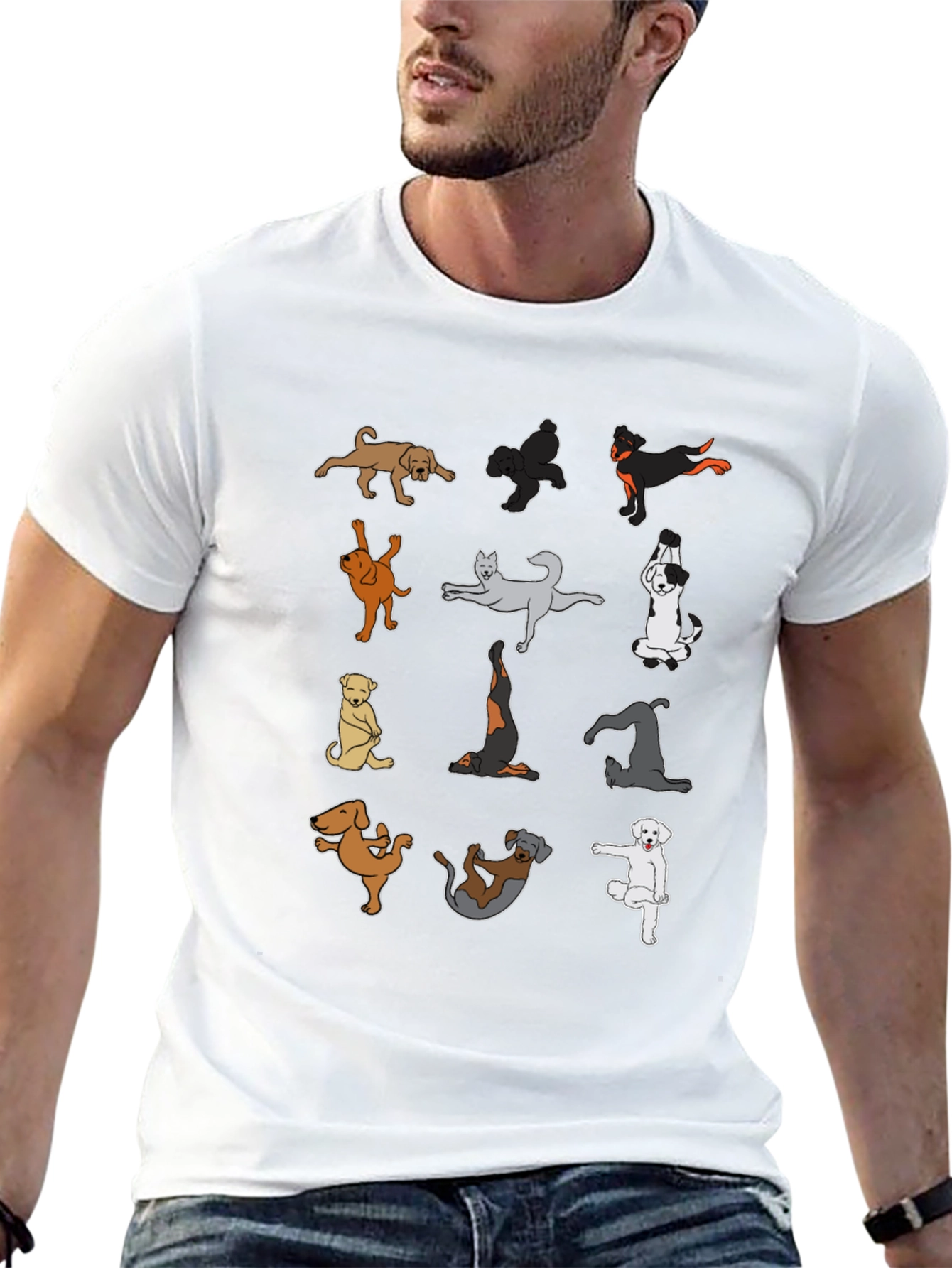 Black Dog Yoga T-Shirt - Cute Canine Poses view 13