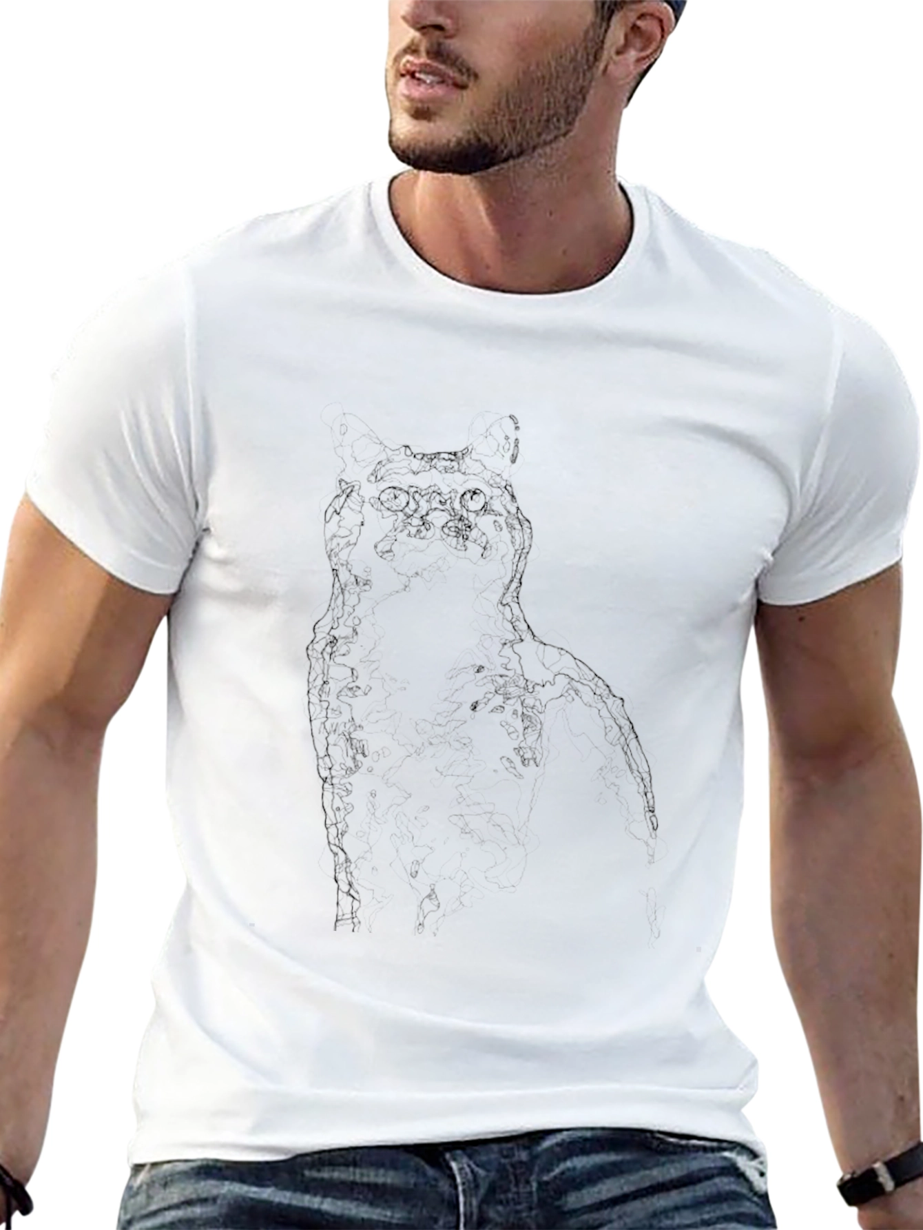 Black Men's Black Owl Graphic Tee - Stylish Casual Top view 13