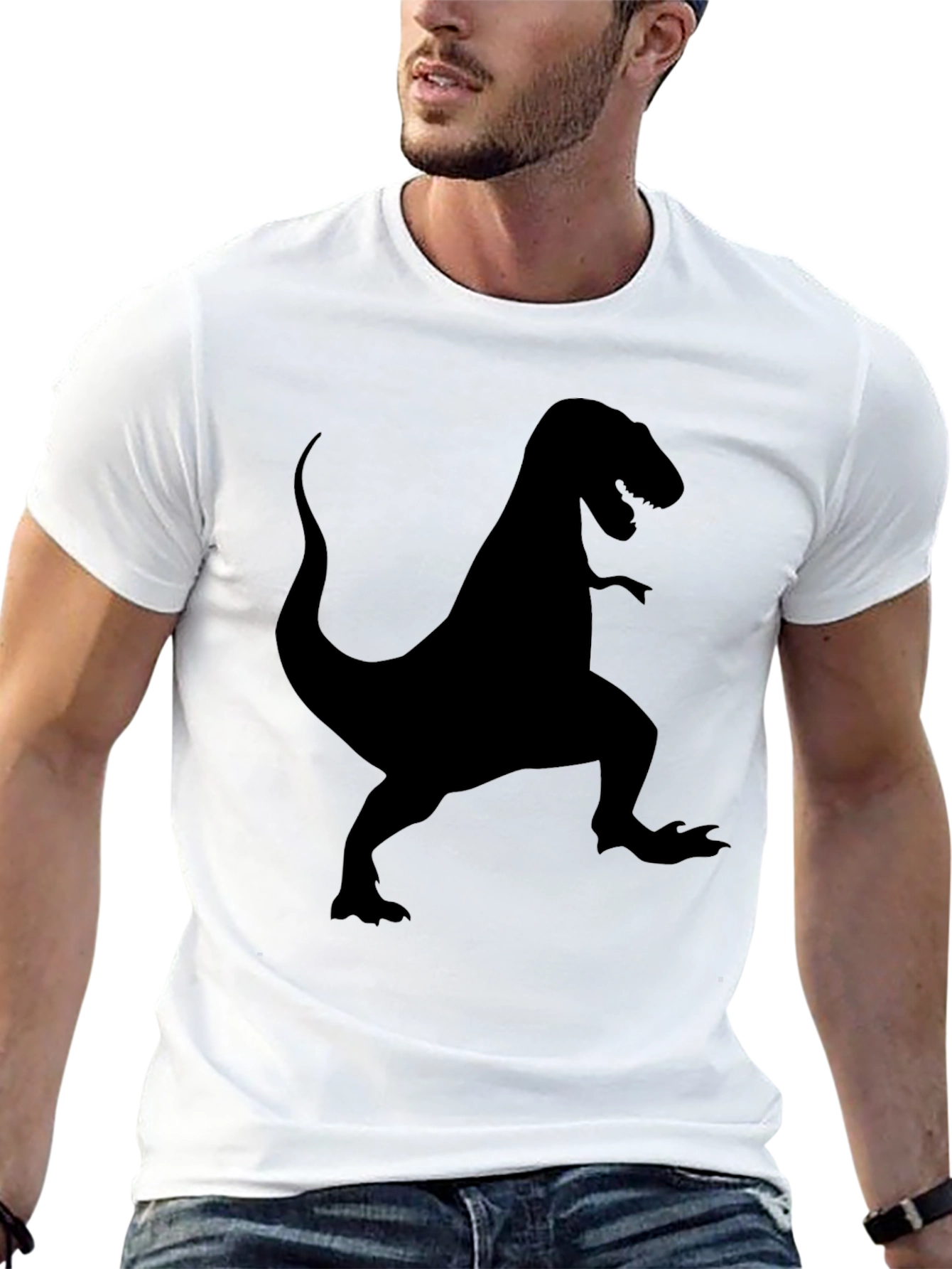 Black Dinosaur T-Shirt - Men's Black Graphic Tee view 13