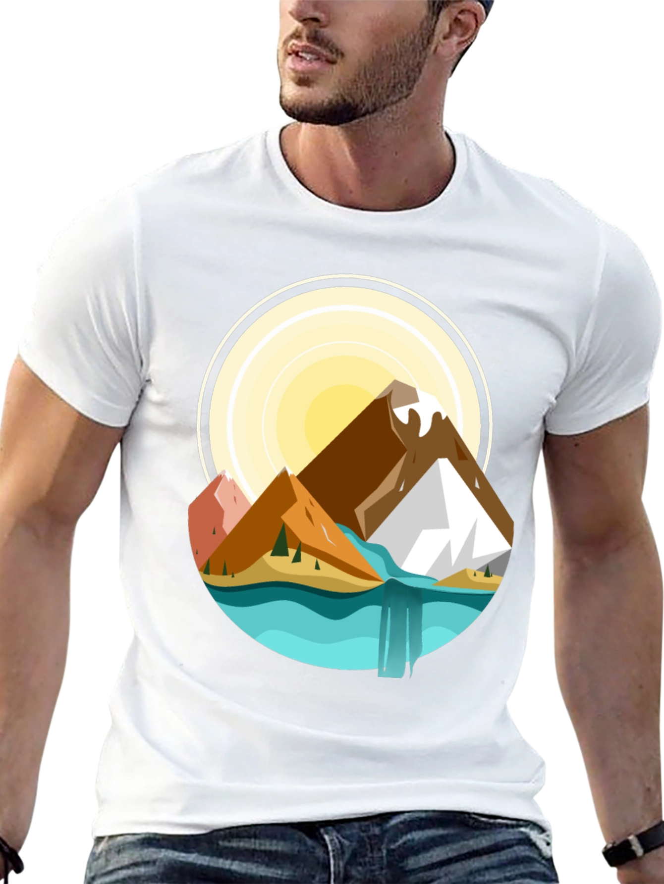 Mountain Scene Graphic T-Shirt - Nature Adventure Tee - 13