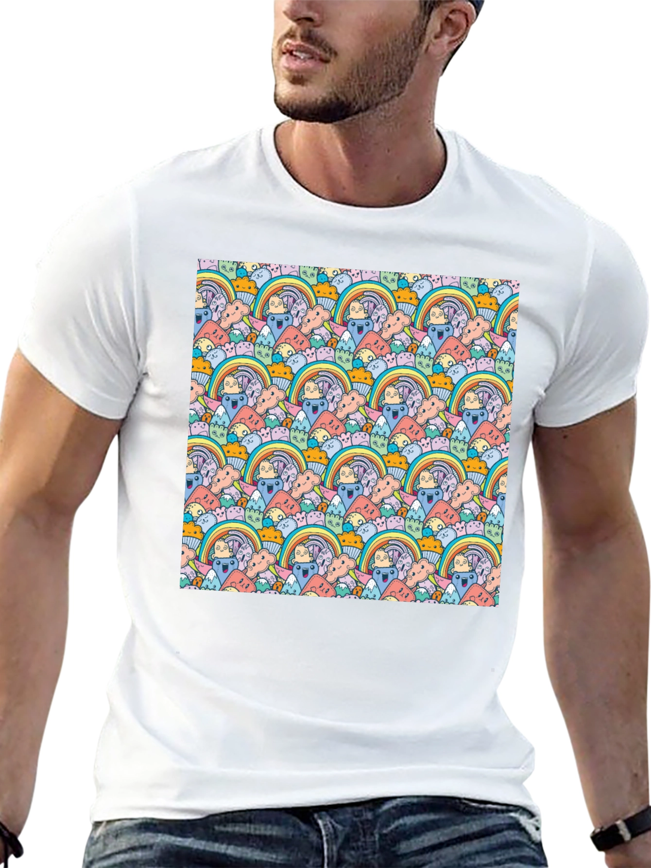 Black Rainbow Doodle T-Shirt view 13
