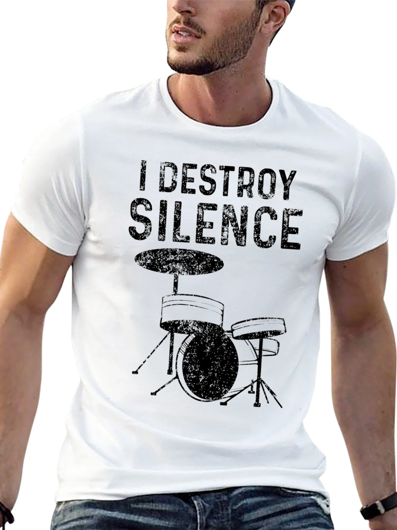 Black I Destroy Silence Drum Kit T-Shirt view 13