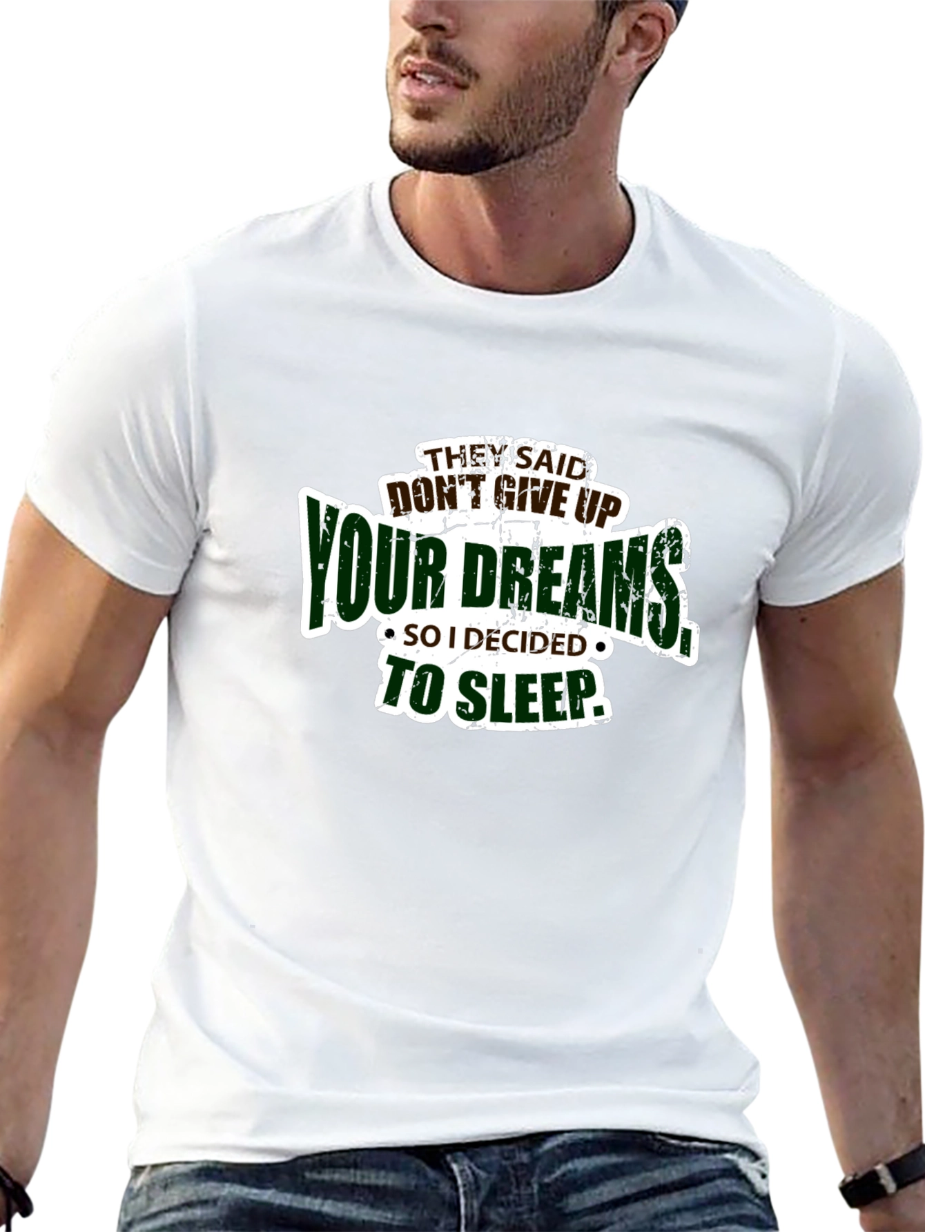 Black Funny Don't Give Up Your Dreams Men's Black T-shirt view 13