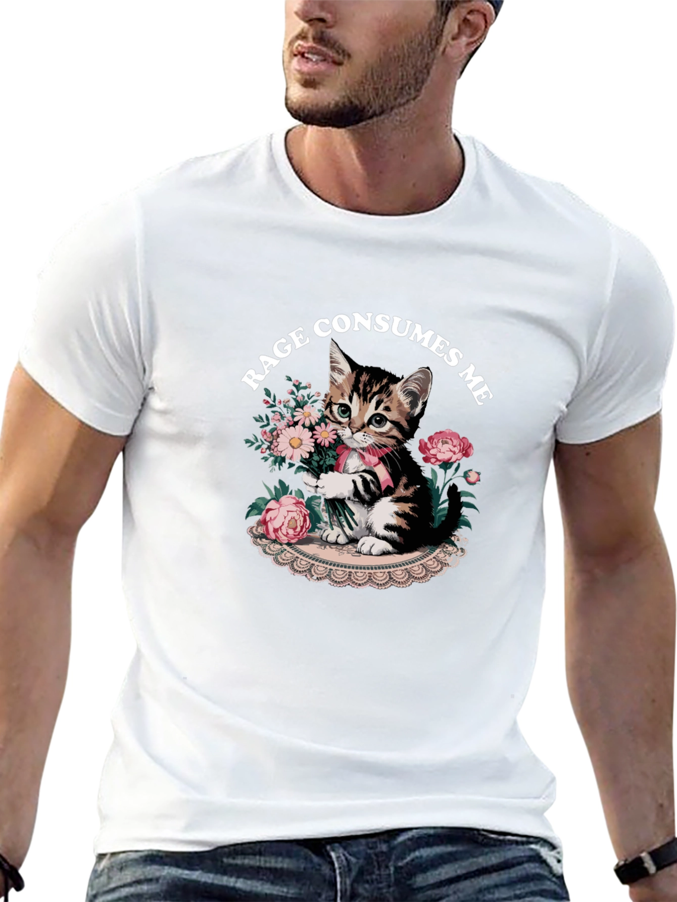 Black Rage Consumes Me Kitten Graphic T-Shirt view 13