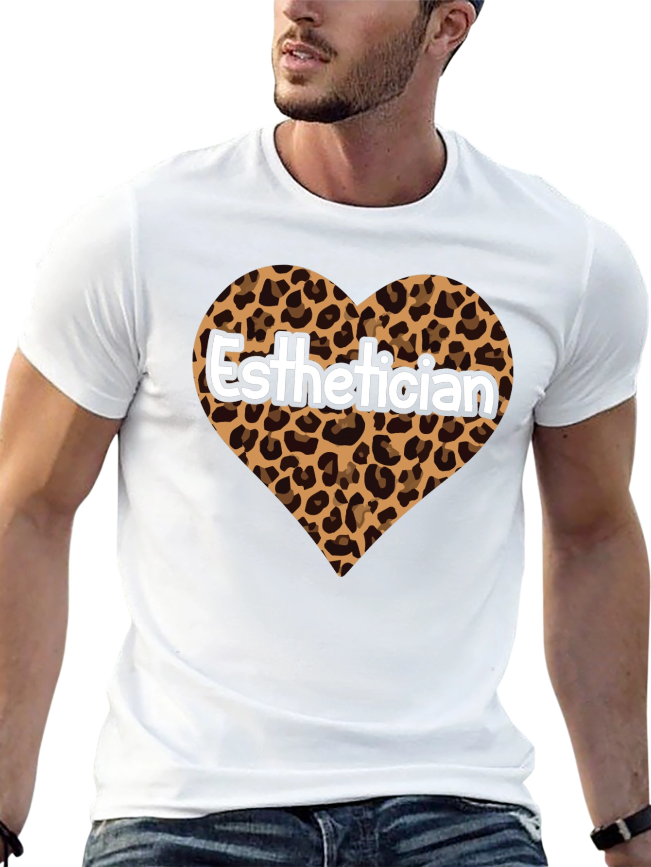 Black Esthetician Leopard Heart Graphic Tee view 13