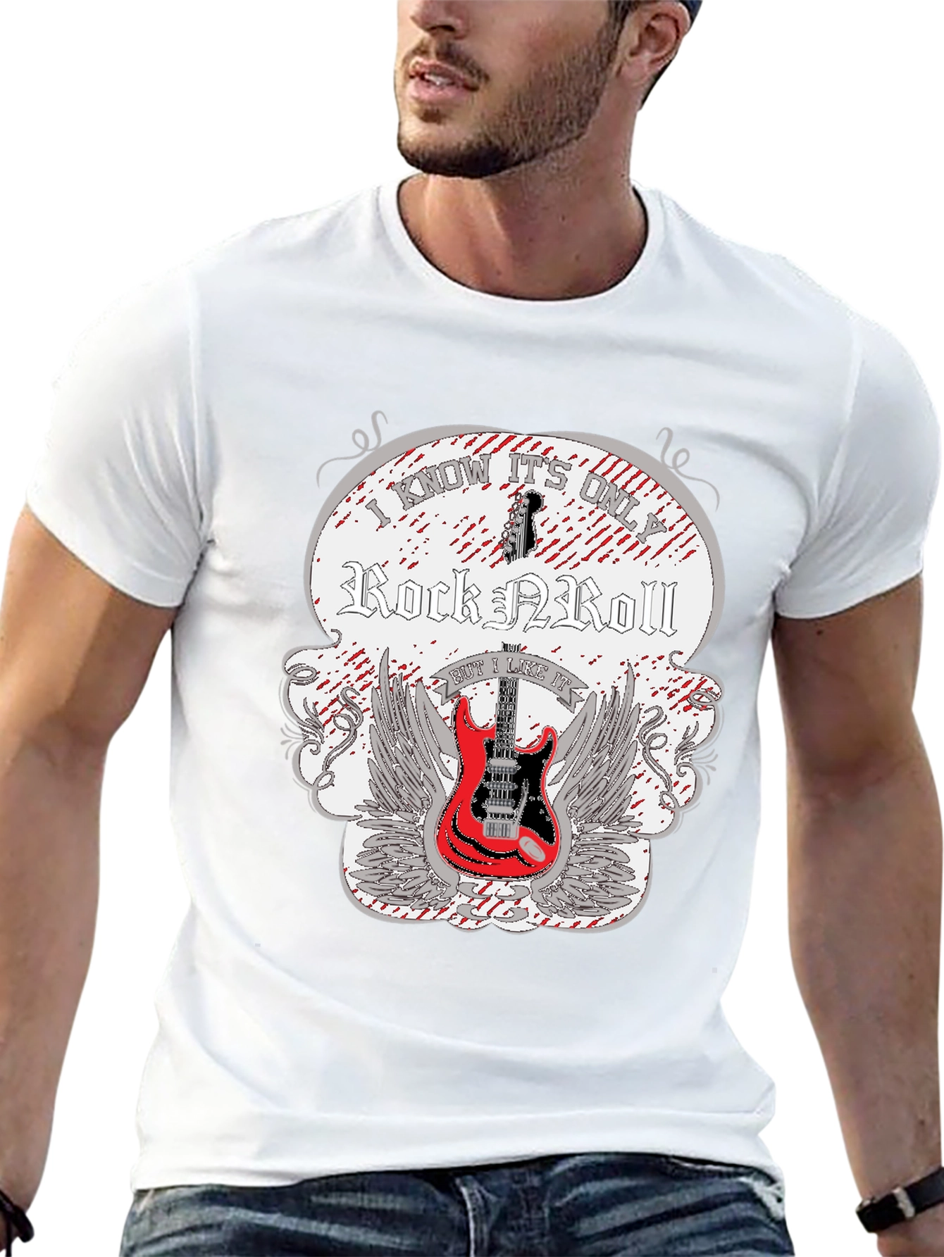 Black Rock and Roll Guitar T-Shirt view 13