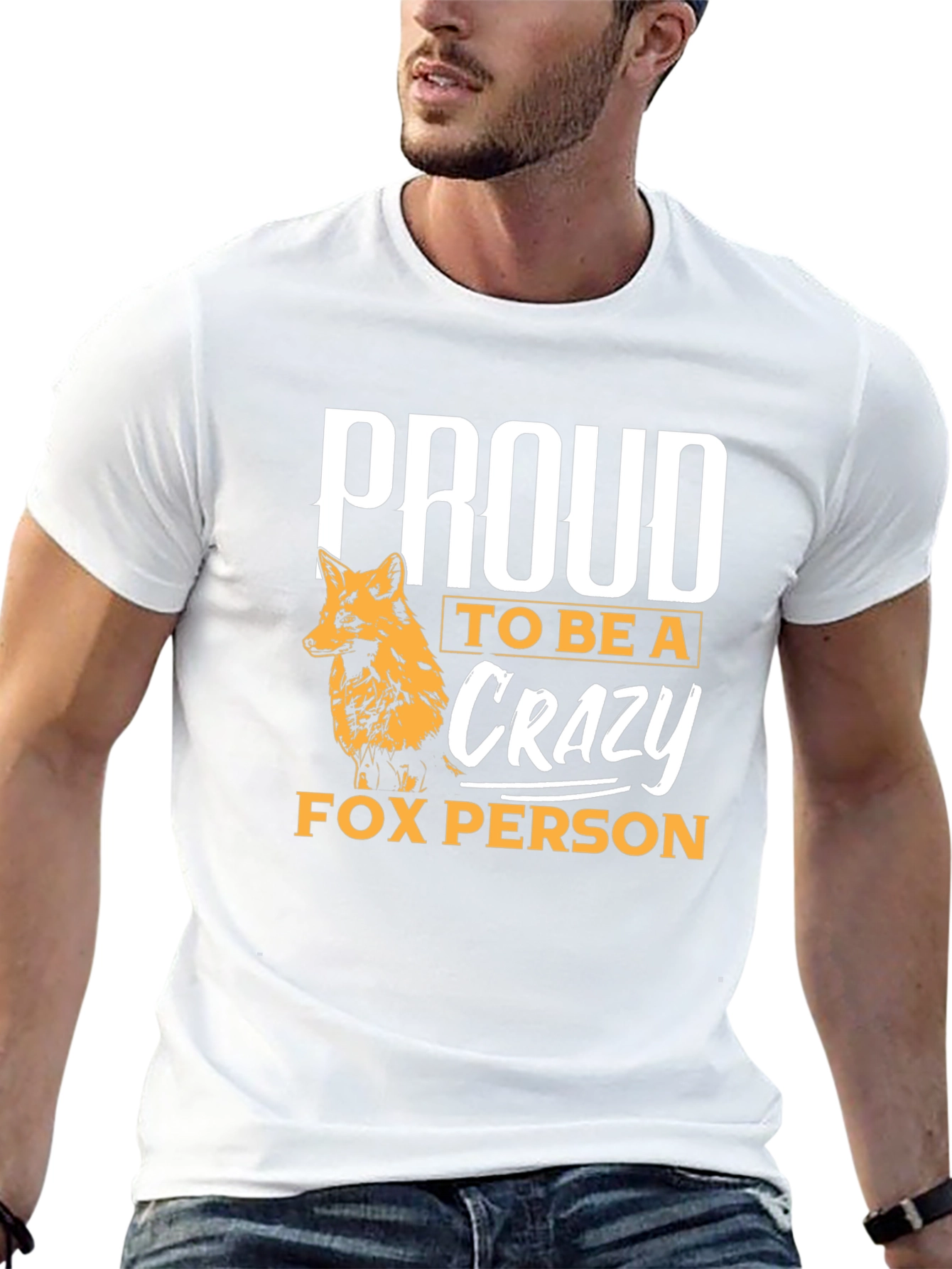 Black Proud Crazy Fox Person T-Shirt - Unique Design view 13