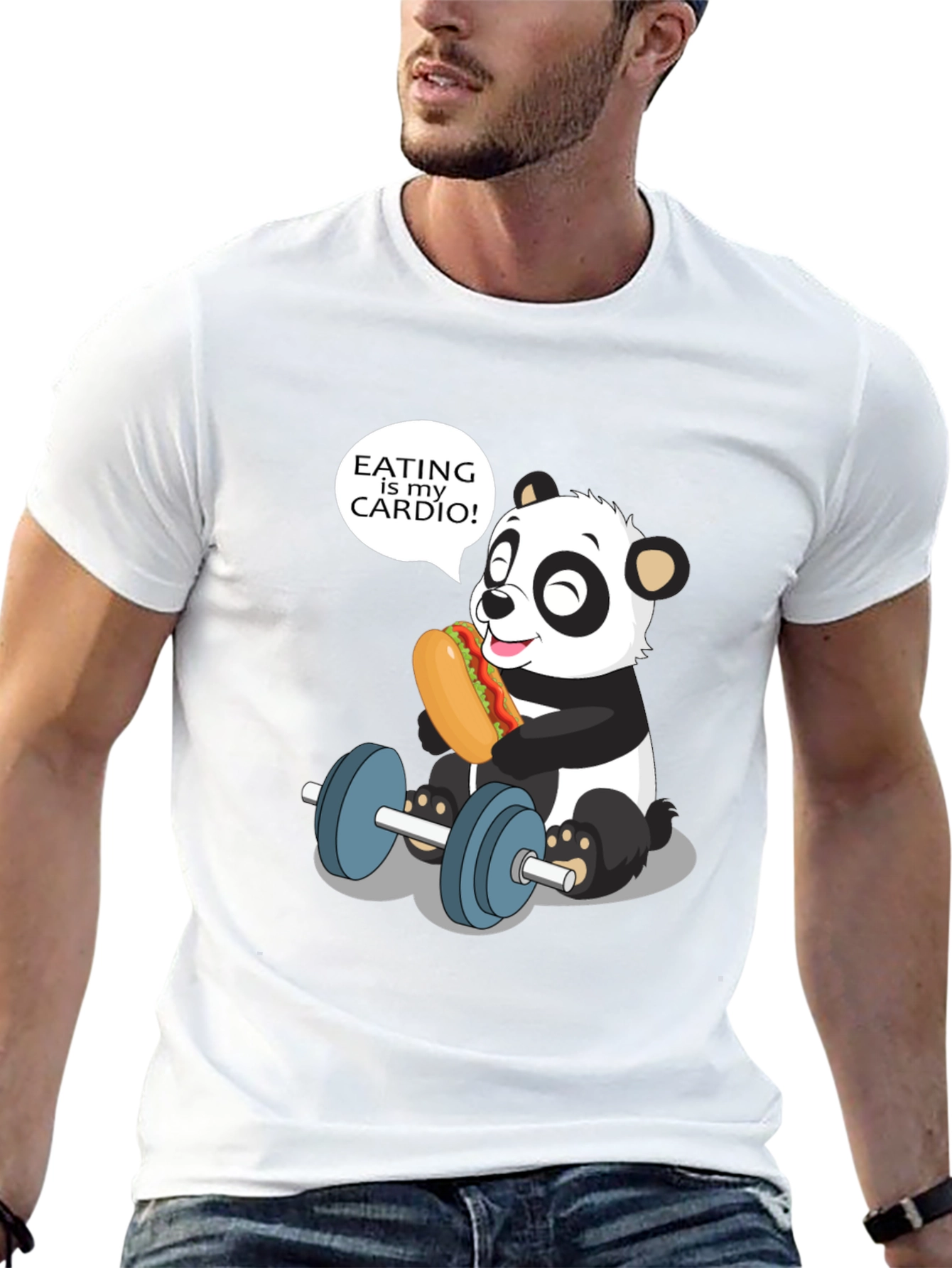 Black Funny Panda Eating is My Cardio T-Shirt view 13