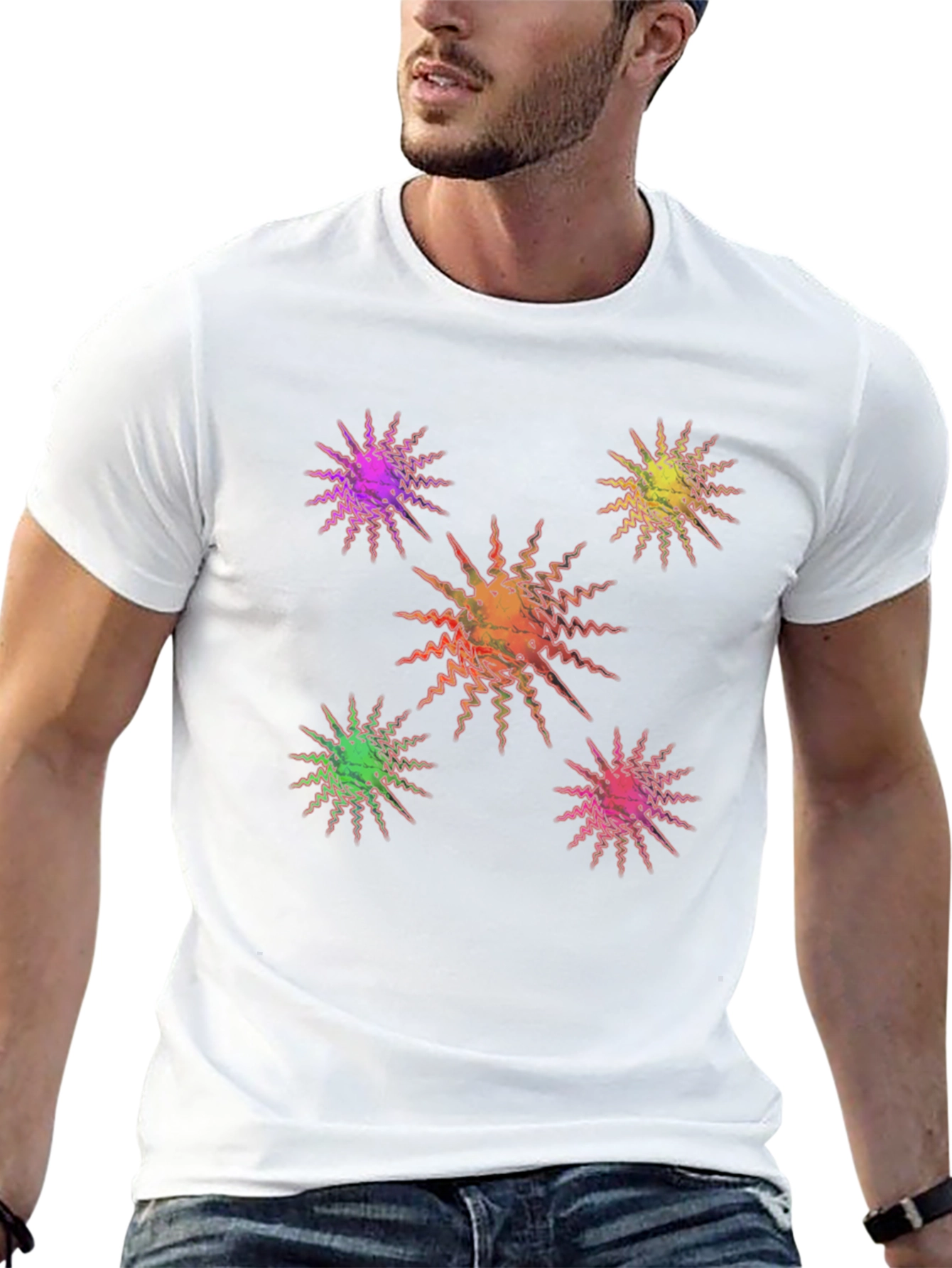 Black Starburst Graphic Print Black T-Shirt view 13