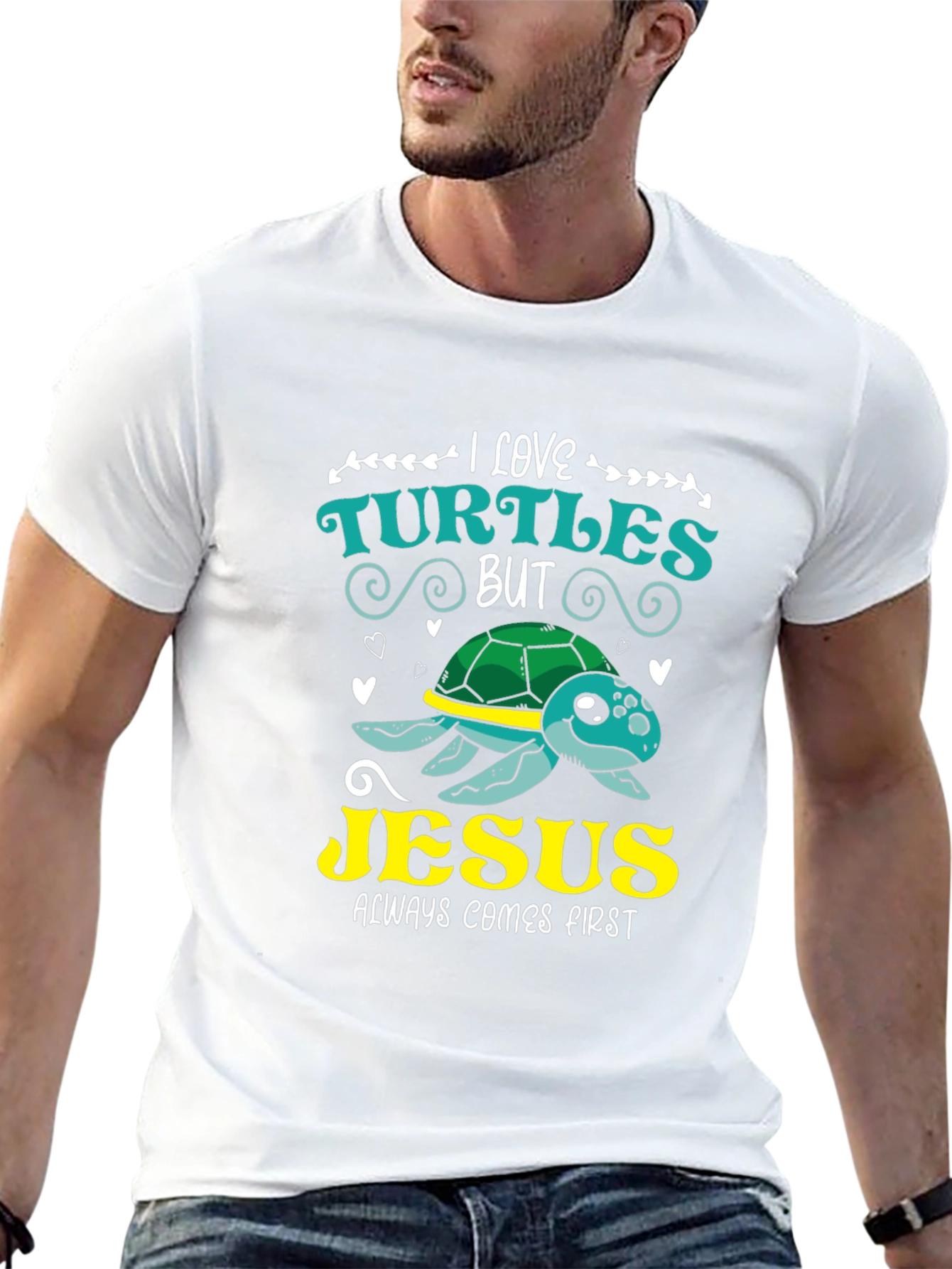 Black I Love Turtles But Jesus T-Shirt view 13