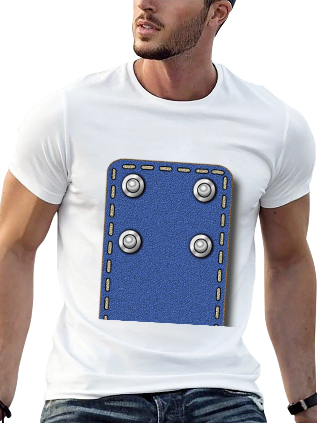 Black Novelty Rivet Patch Black T-Shirt view 13