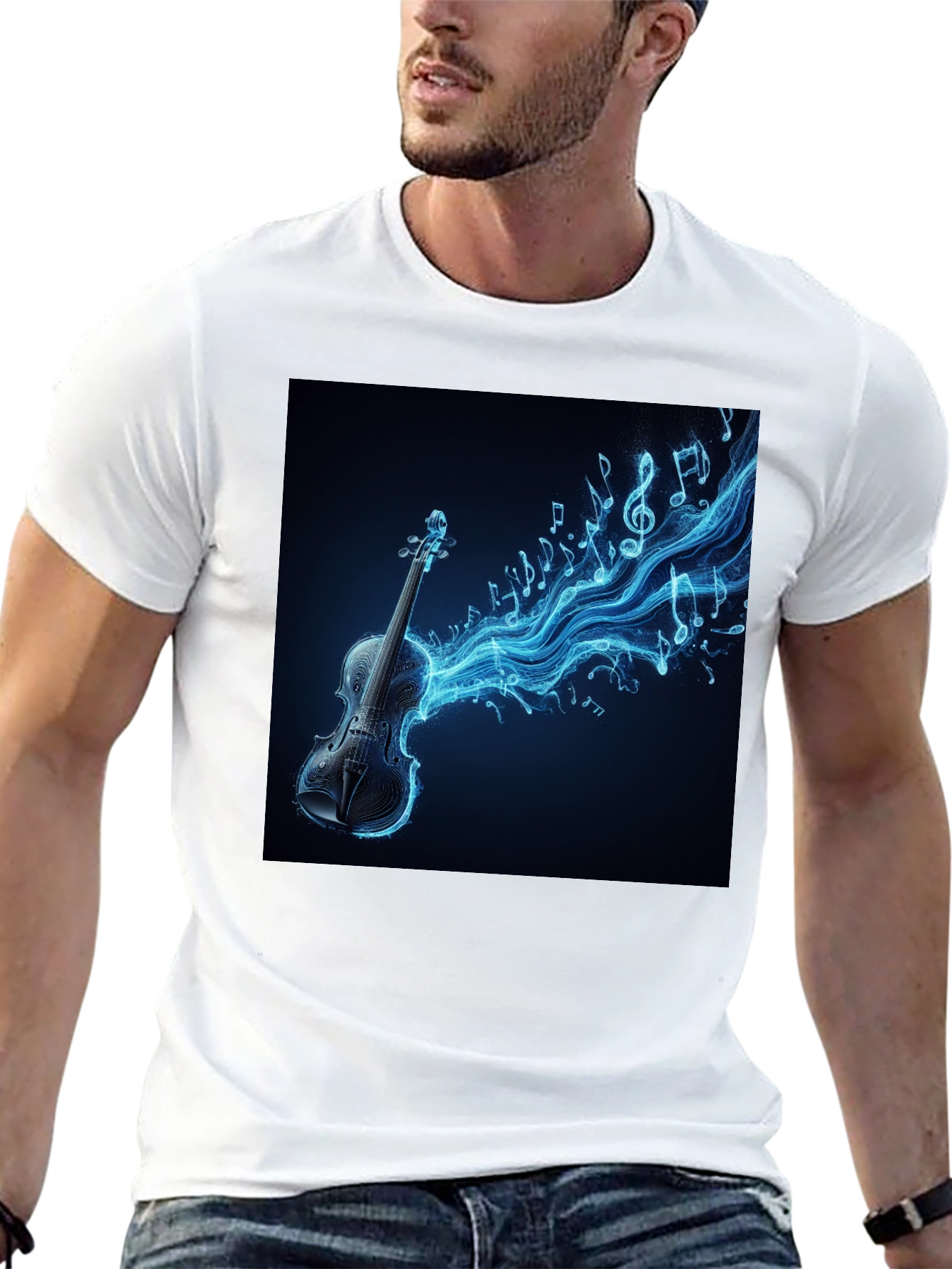 Black Electric Violin Music T-Shirt - Black view 13