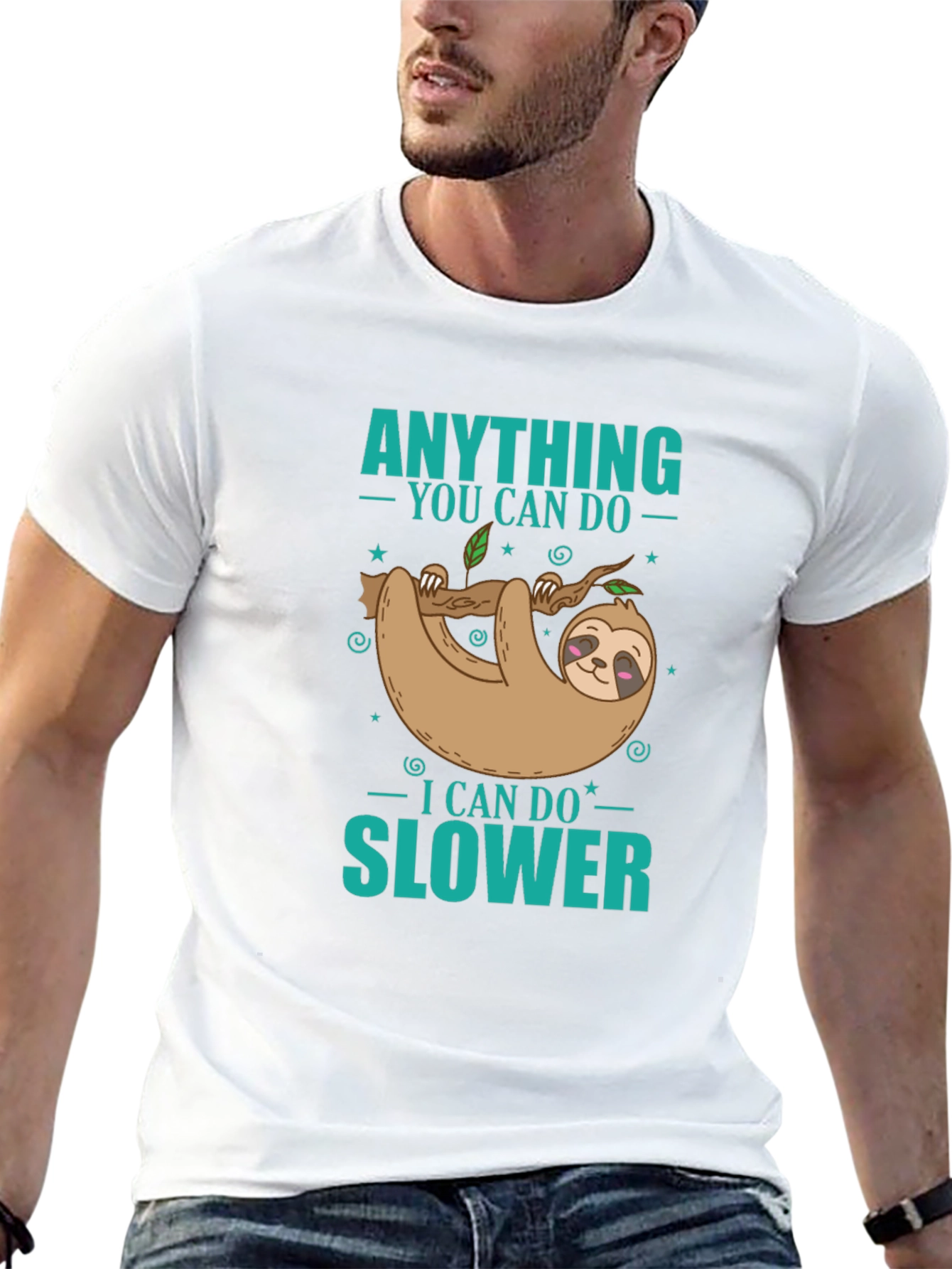Black Funny Sloth T-Shirt - Anything You Can Do Slower Tee view 13