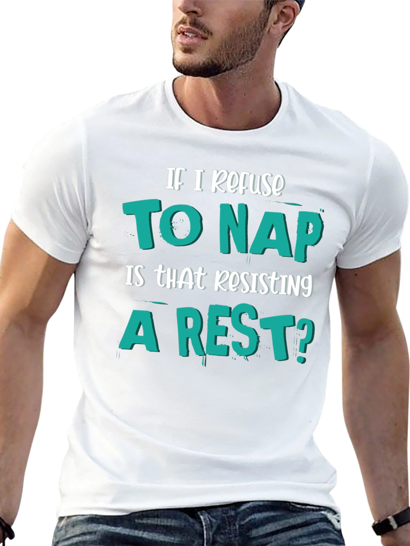 Black Funny "Resisting a Rest" Napping Humor T-Shirt view 13