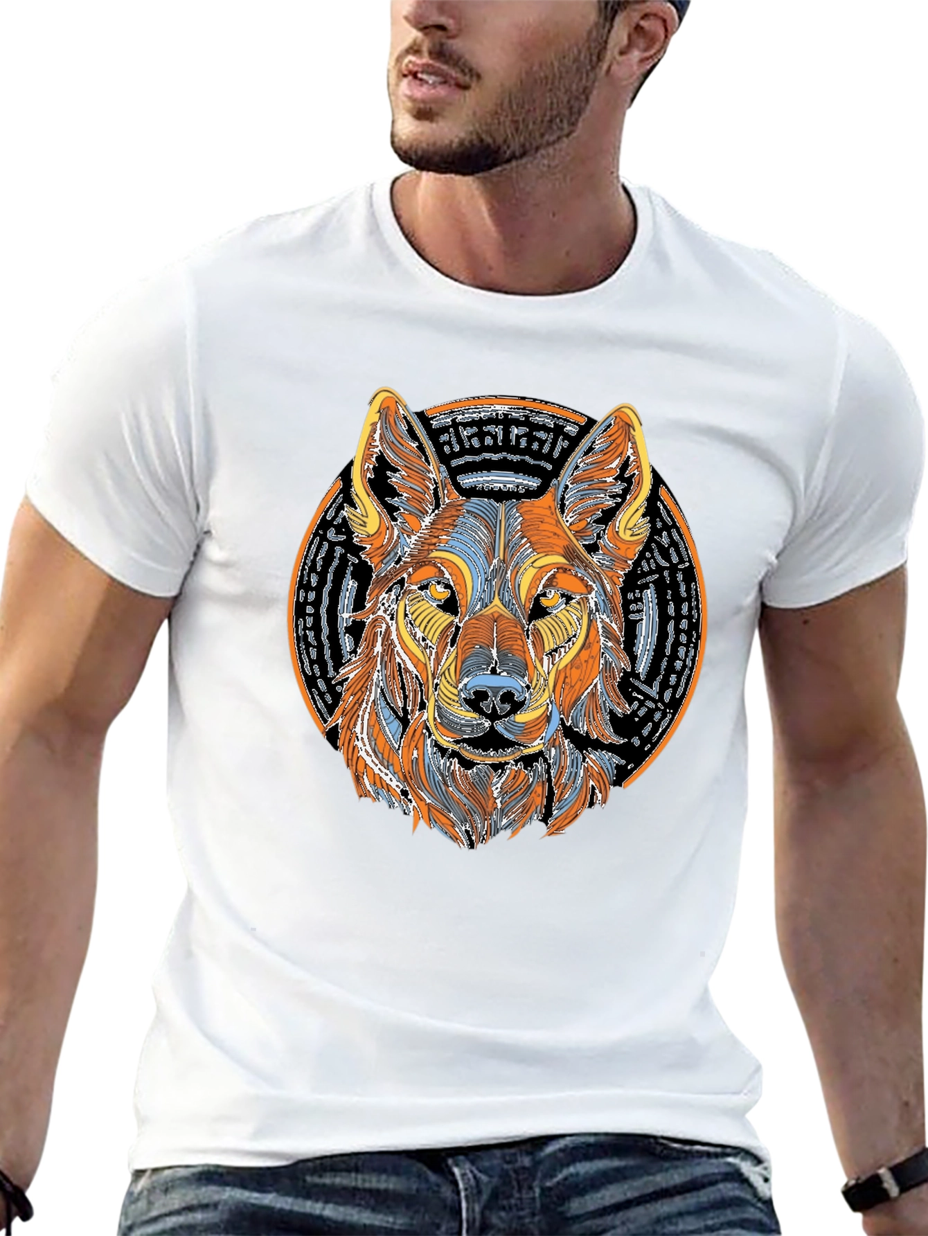 Black Wolf Graphic Print Black T-Shirt view 13