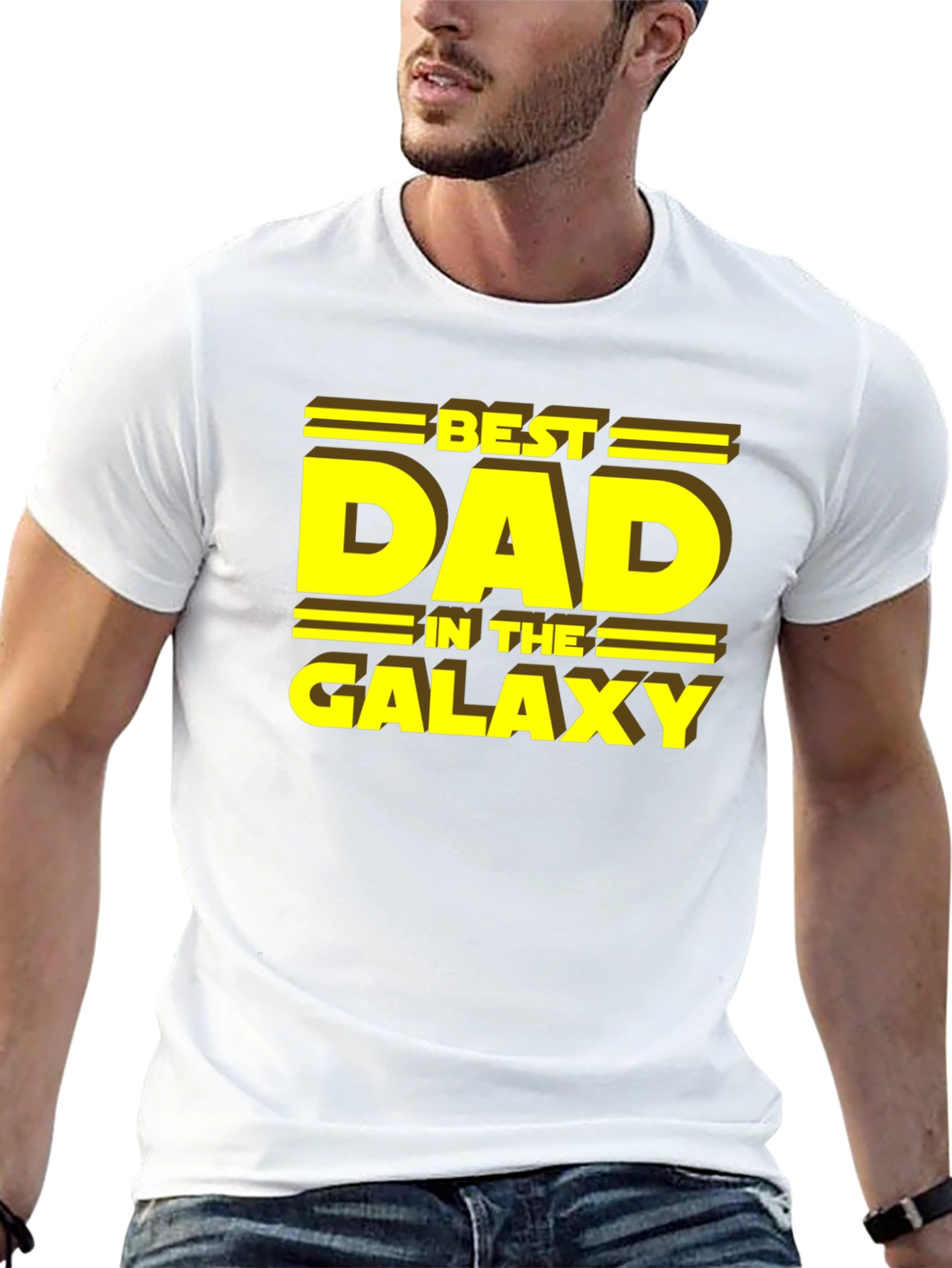 Black Best Dad in the Galaxy T-Shirt view 13
