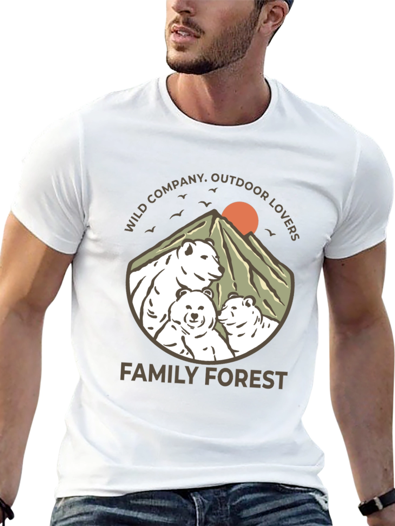 Black Family Forest Bear Graphic T-Shirt view 13
