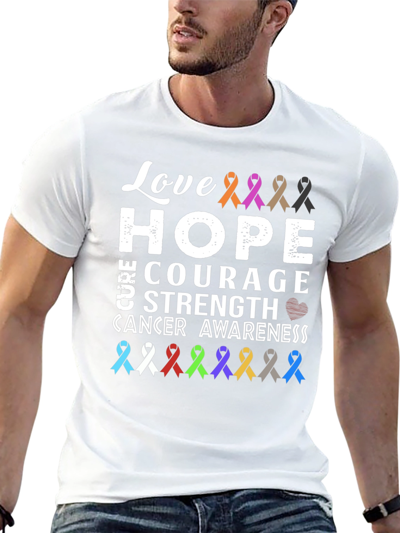 Black Love, Hope, Cure Cancer Awareness T-Shirt view 13