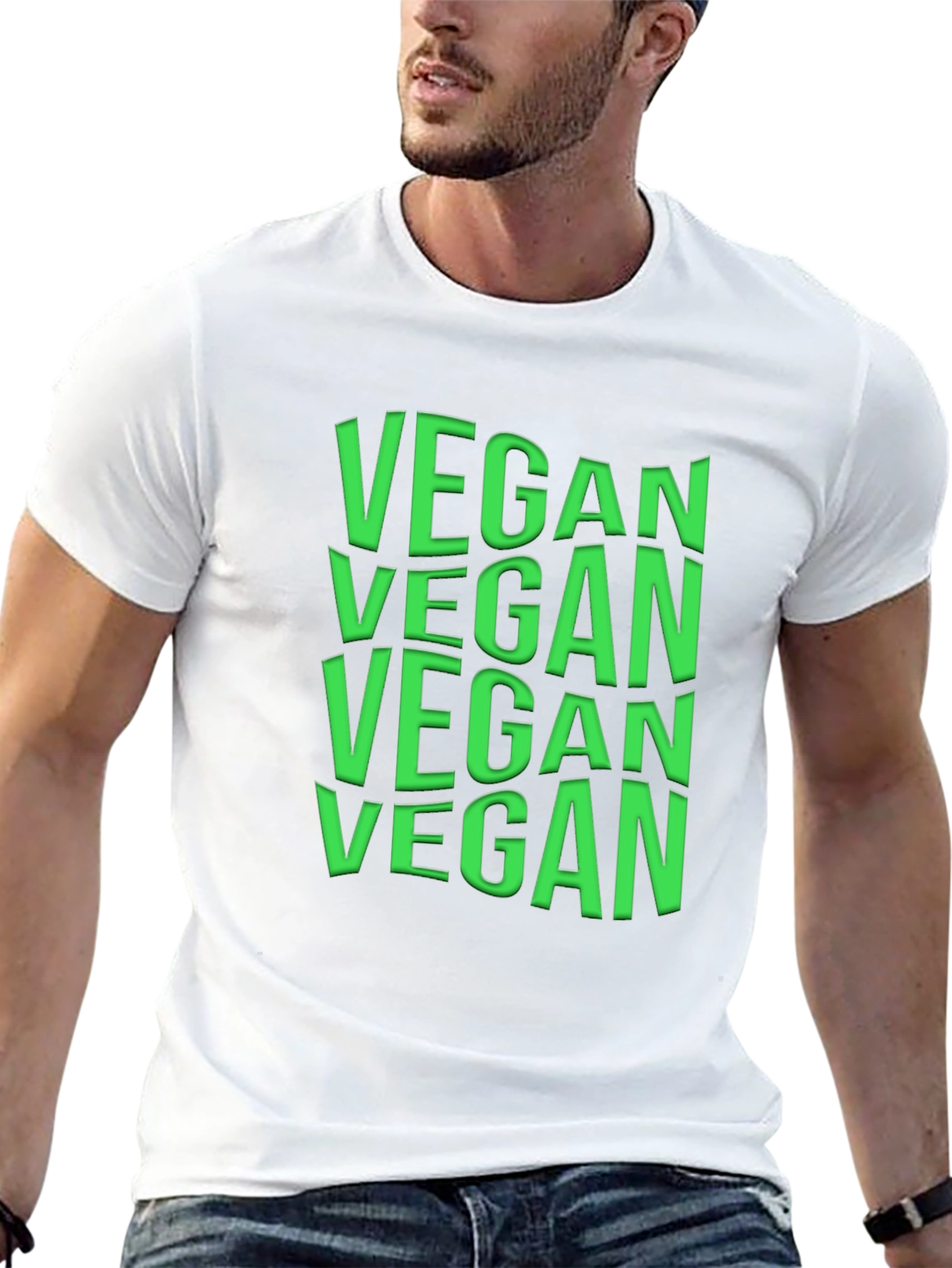 Black Vegan Text Graphic Crew Neck T-Shirt view 13