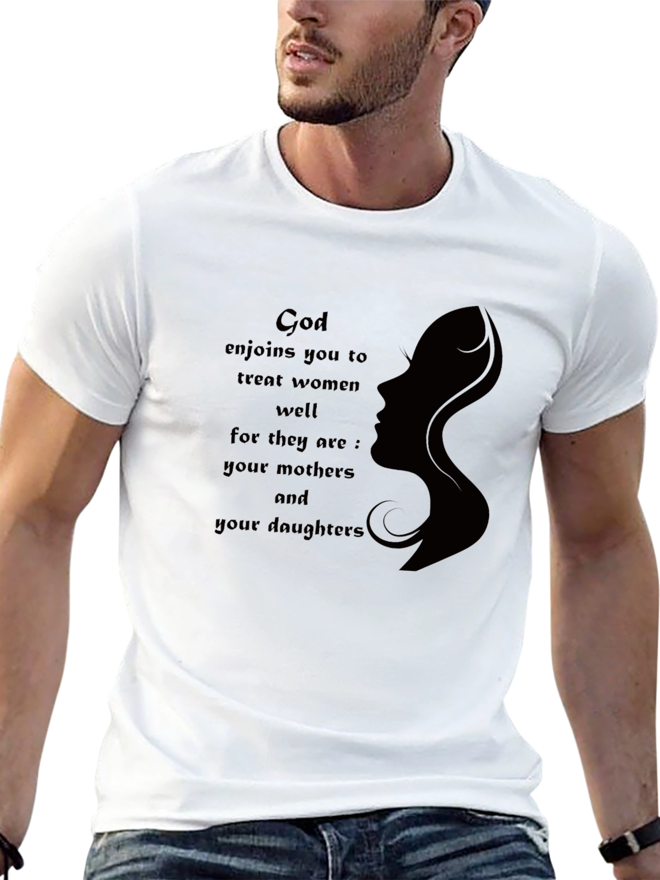 Black God Enjoins You To Treat Women Well Graphic T-Shirt view 13