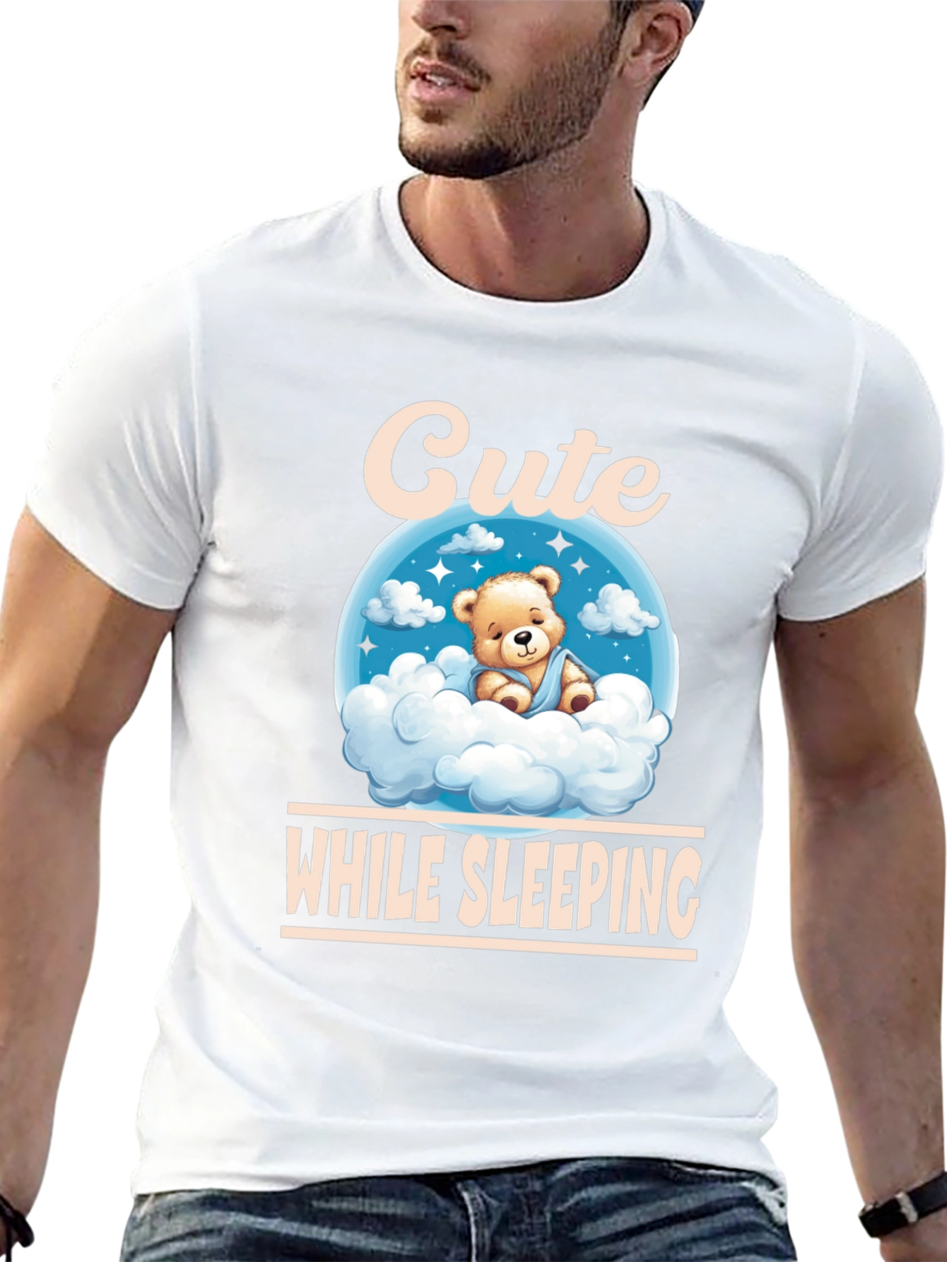 Black Cute While Sleeping Black T-Shirt view 13