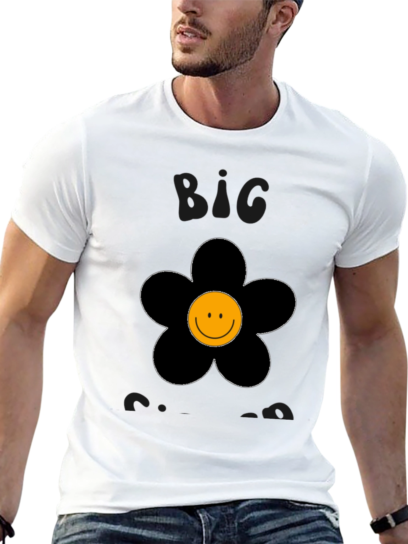 Black Big Smiles Smiley Face Flower Graphic T-Shirt view 13