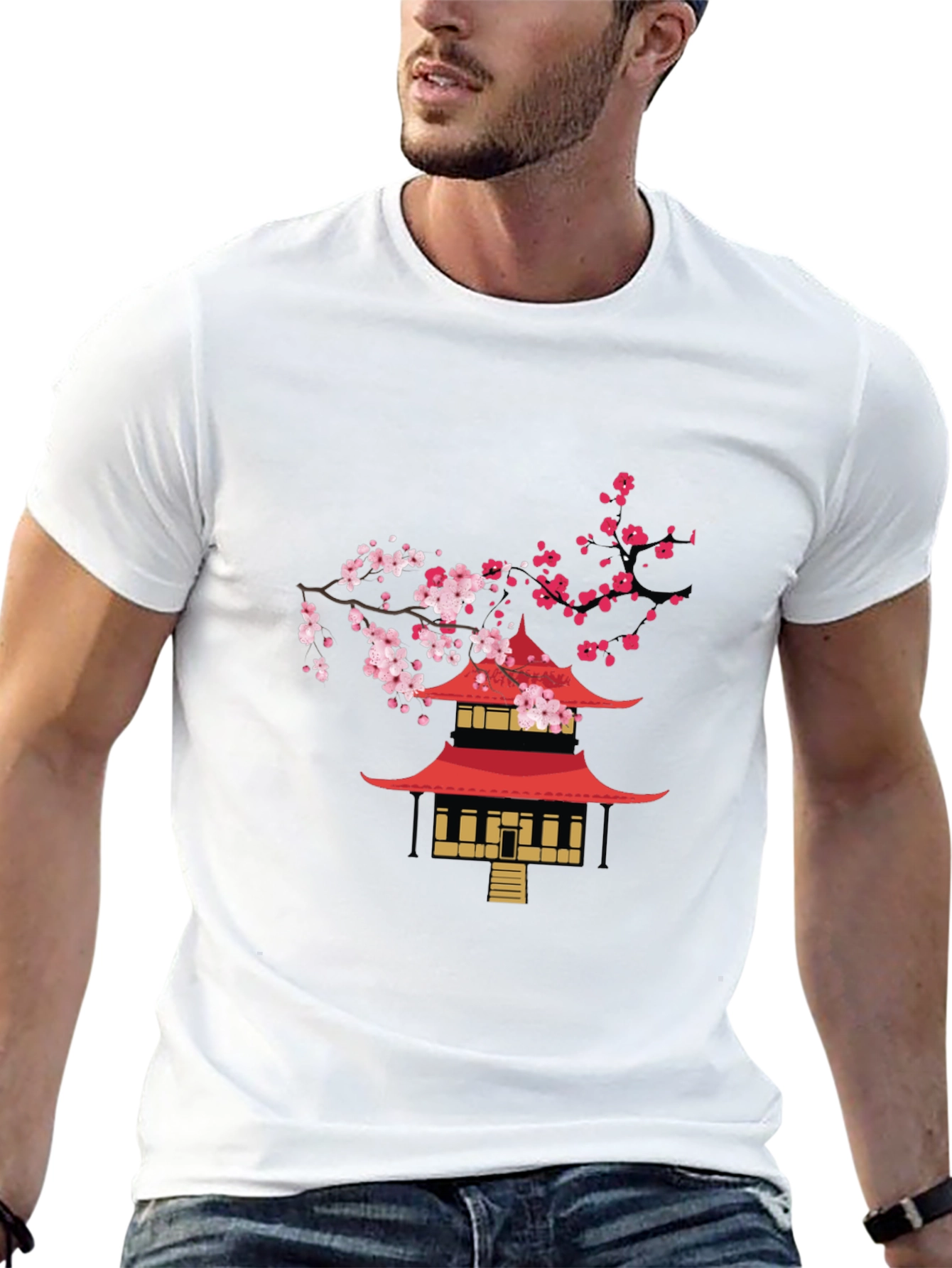 Black Pagoda Blossom Graphic T-Shirt view 13