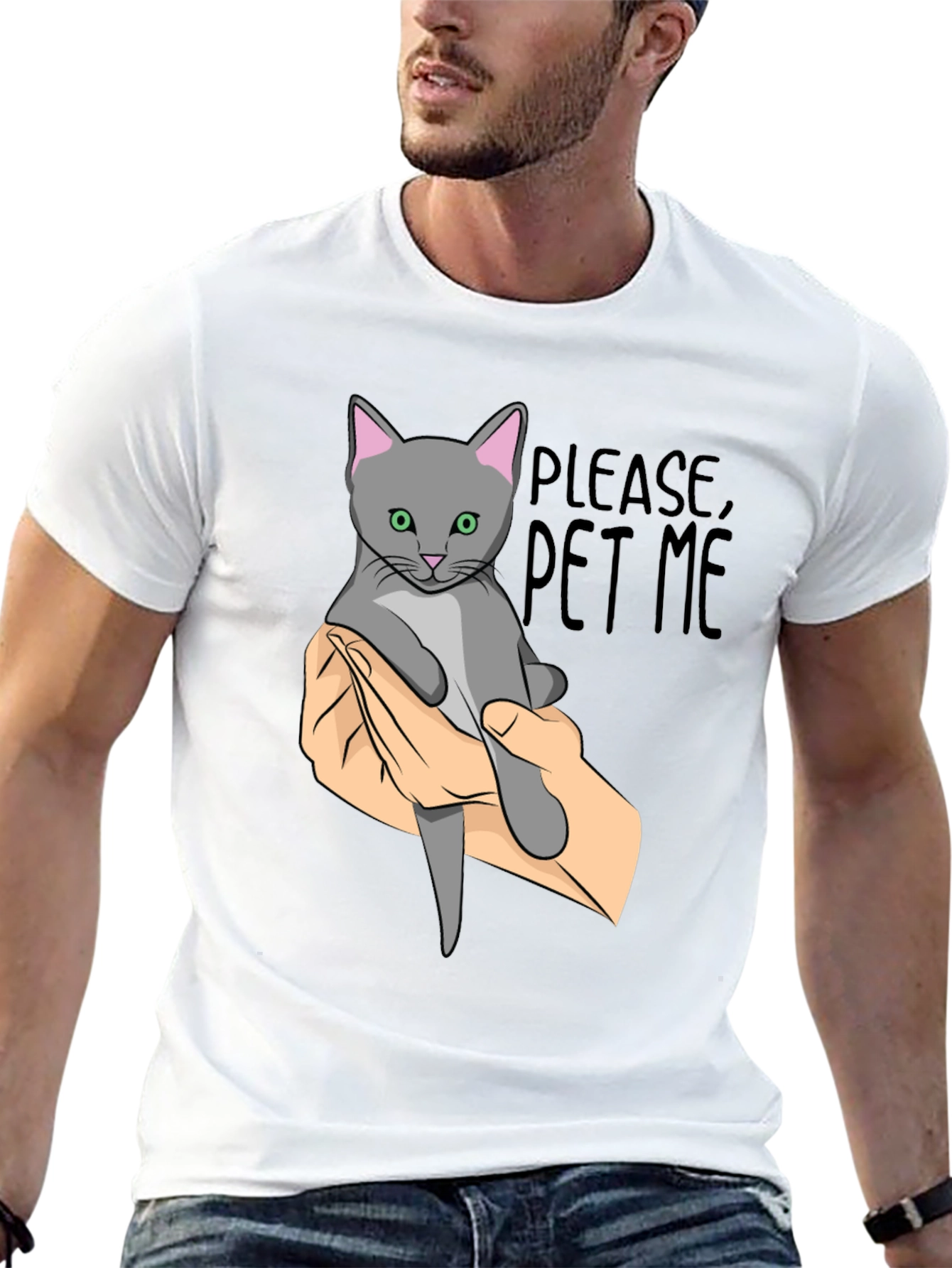 Black Please Pet Me Cat Graphic T-Shirt view 13