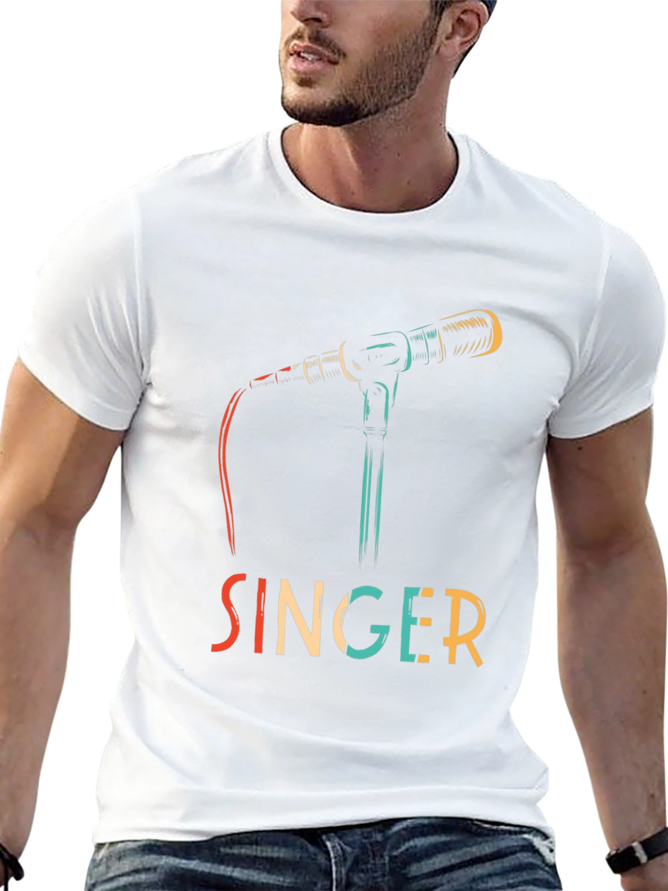 Black Singer Microphone Graphic Tee view 13