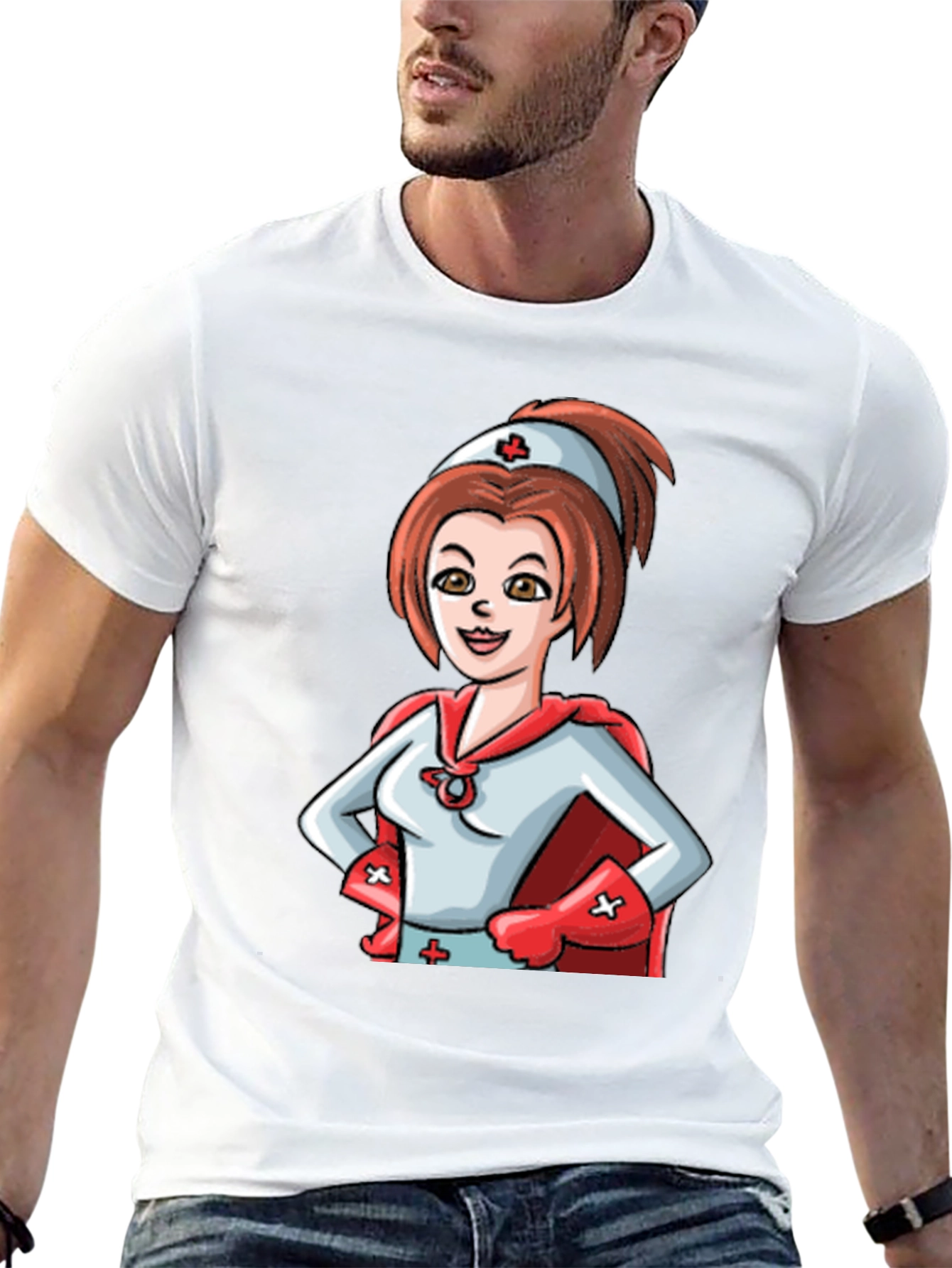 Black Nurse Superhero T-Shirt - Black Cotton Tee view 13