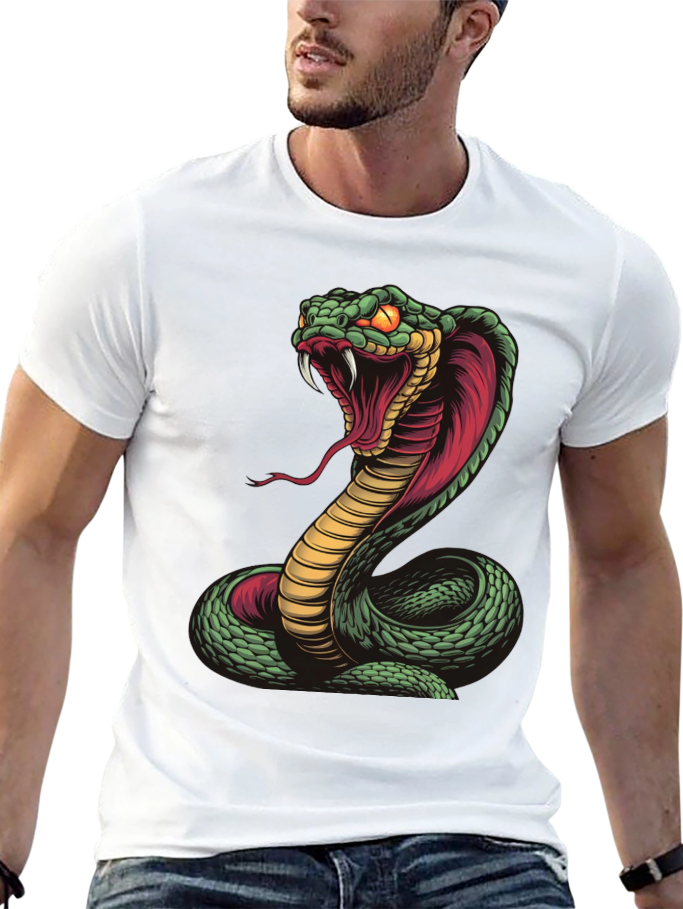 Black Cobra Snake Graphic Tee - Fierce Serpent Design view 13
