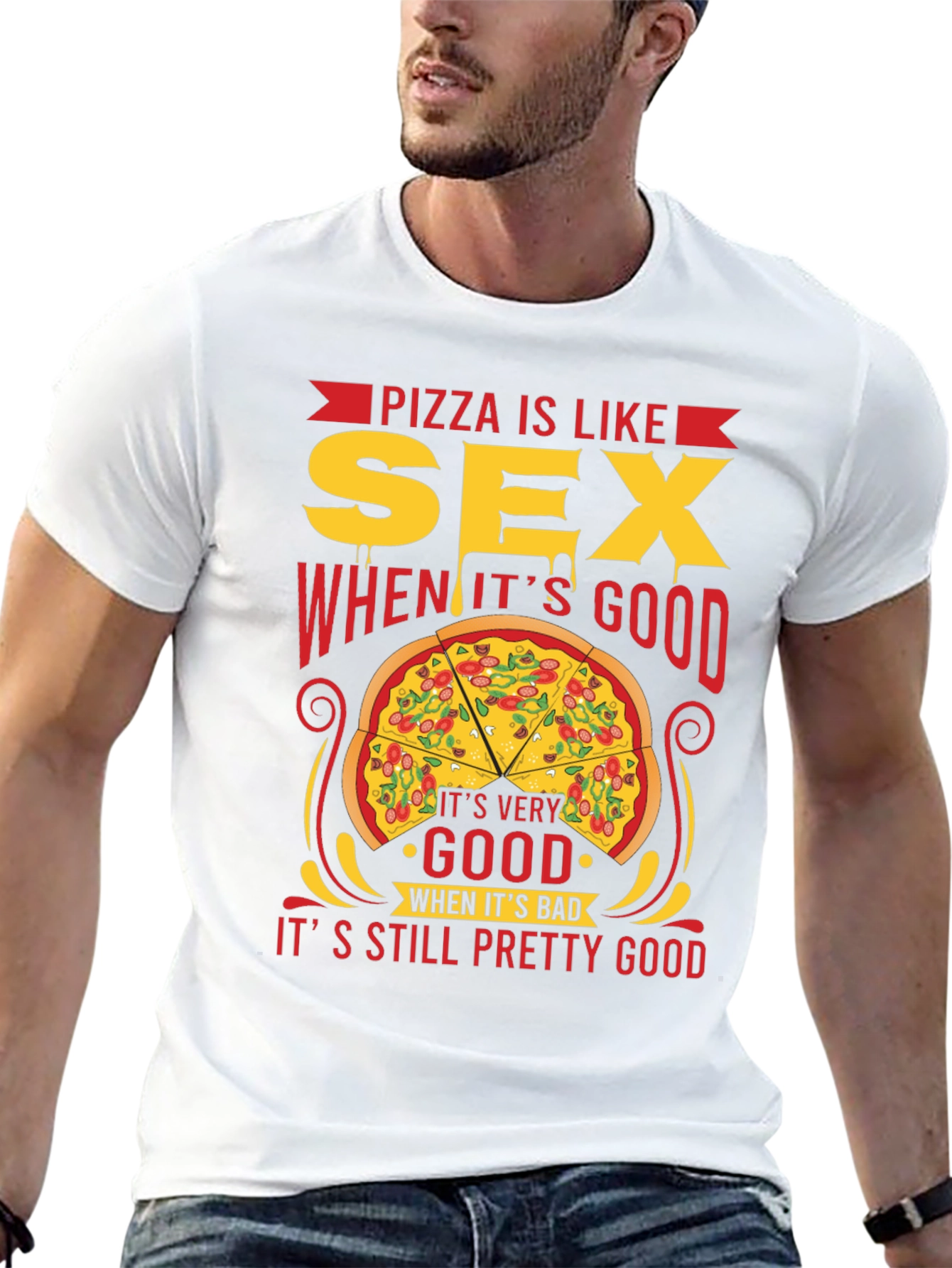 Black Pizza & Sex Funny Graphic T-Shirt view 13