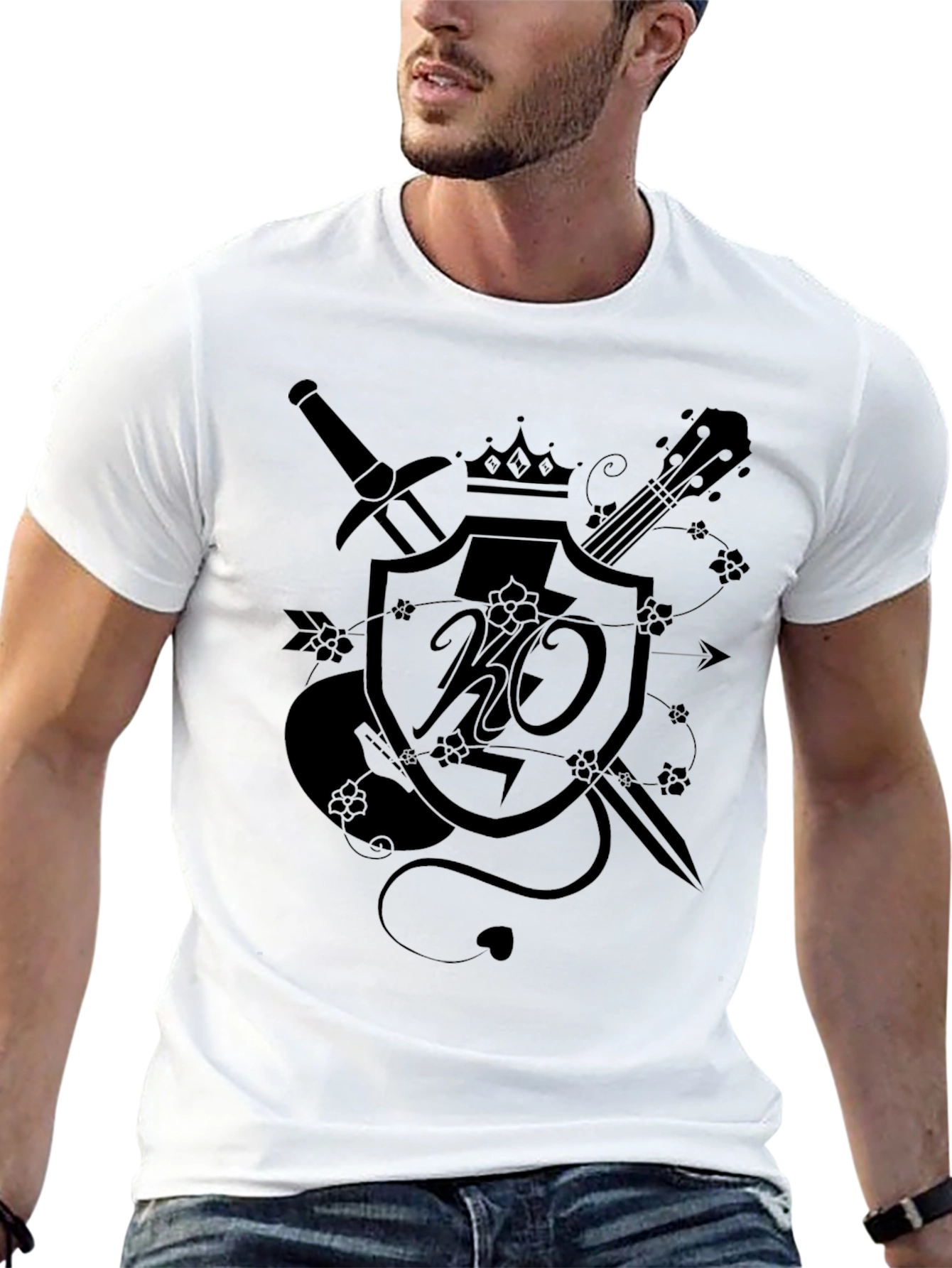 Black Embroidered Crest Graphic T-Shirt - Black view 13