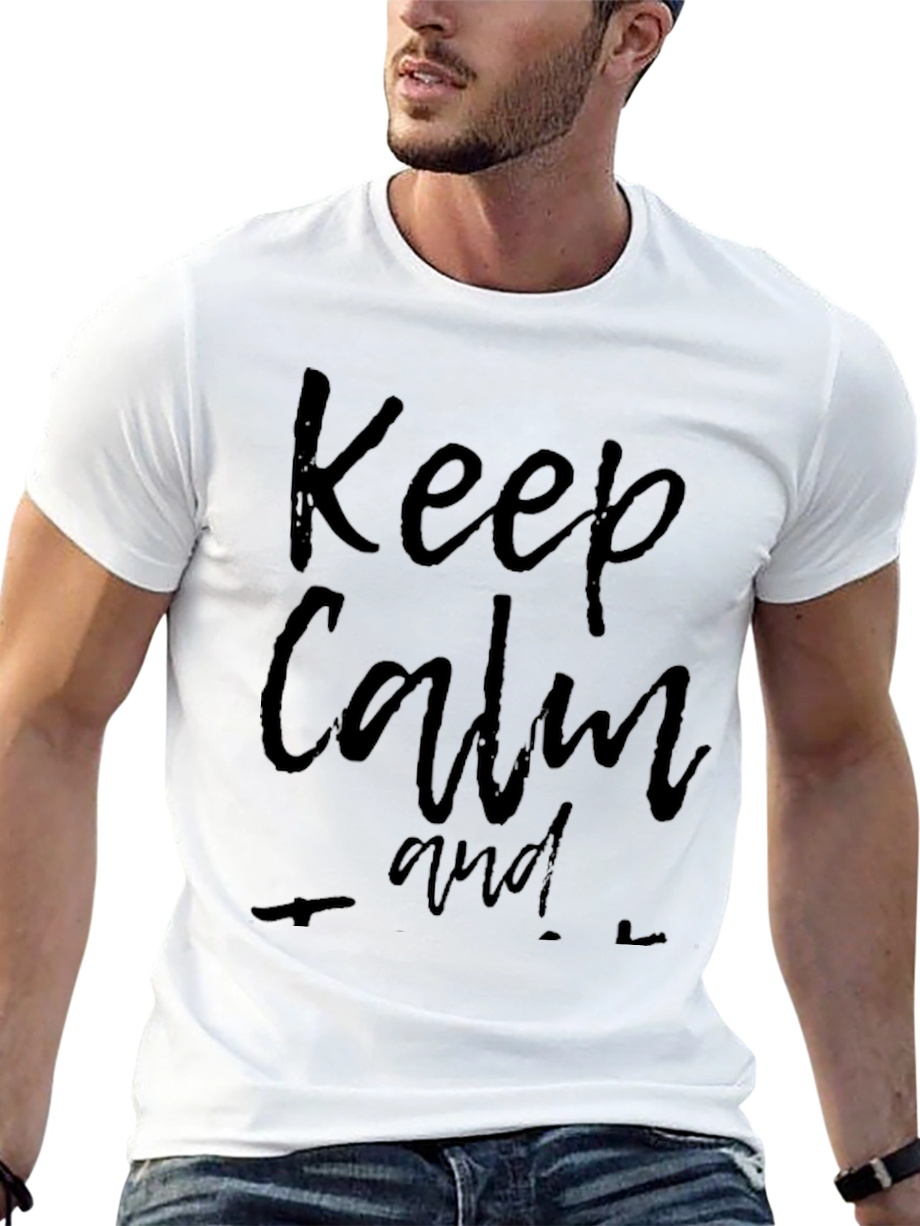 Black Keep Calm Black Graphic T-Shirt view 13