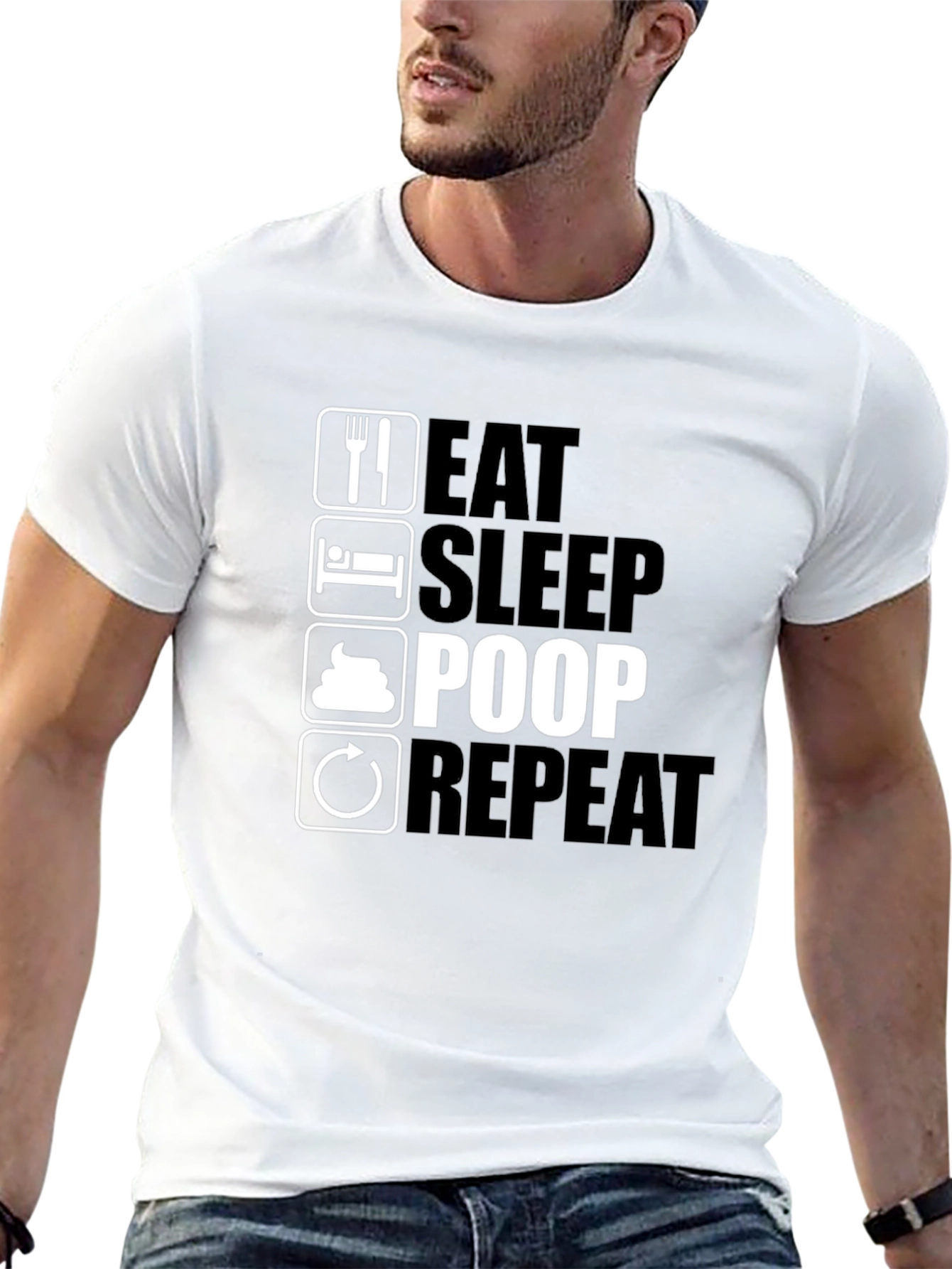Black Eat Sleep Poop Repeat Black T-Shirt view 13