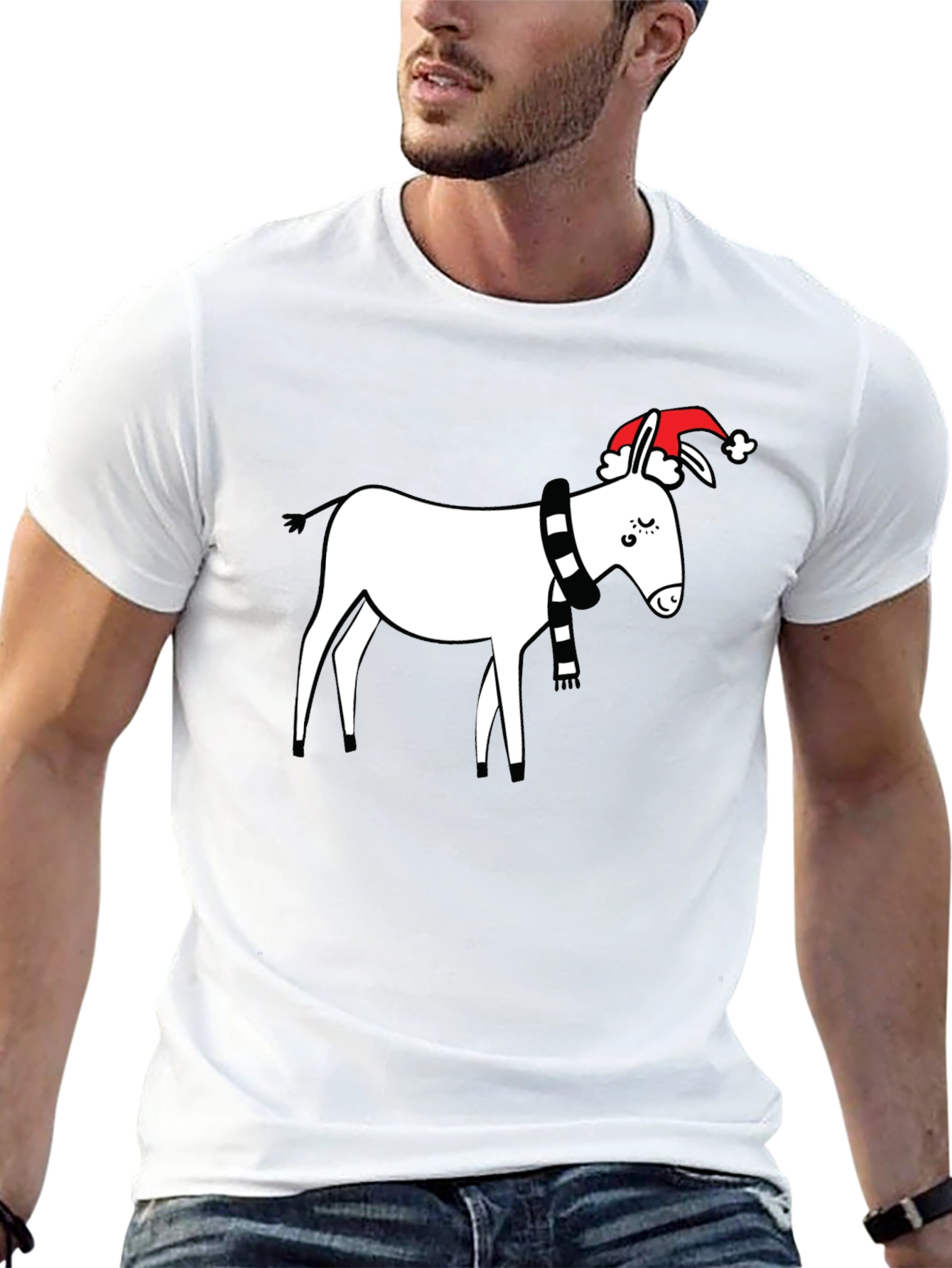 Black Festive Donkey T-Shirt - Holiday Humor view 13
