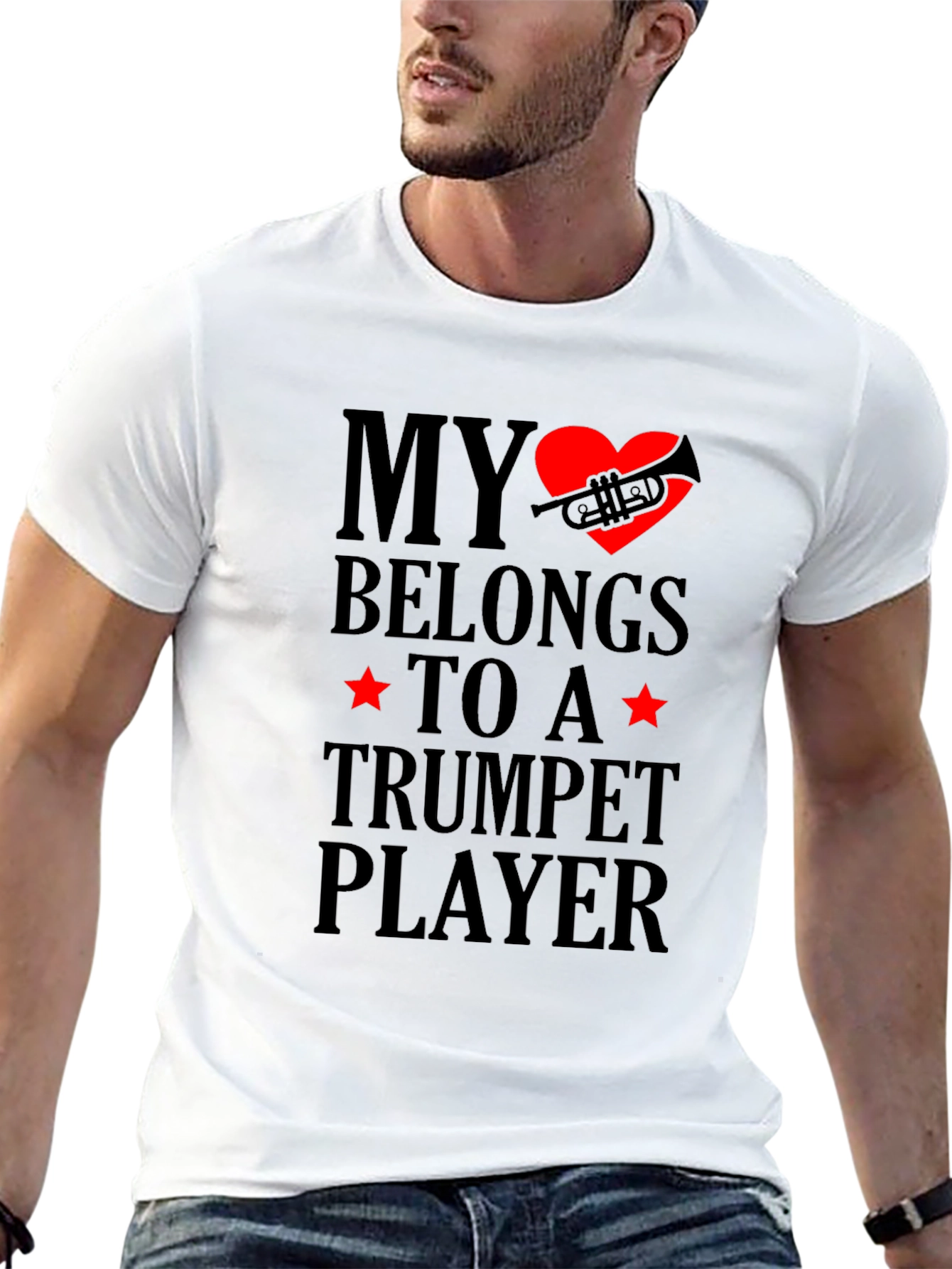 Black My Heart Belongs to a Trumpet Player T-Shirt view 13