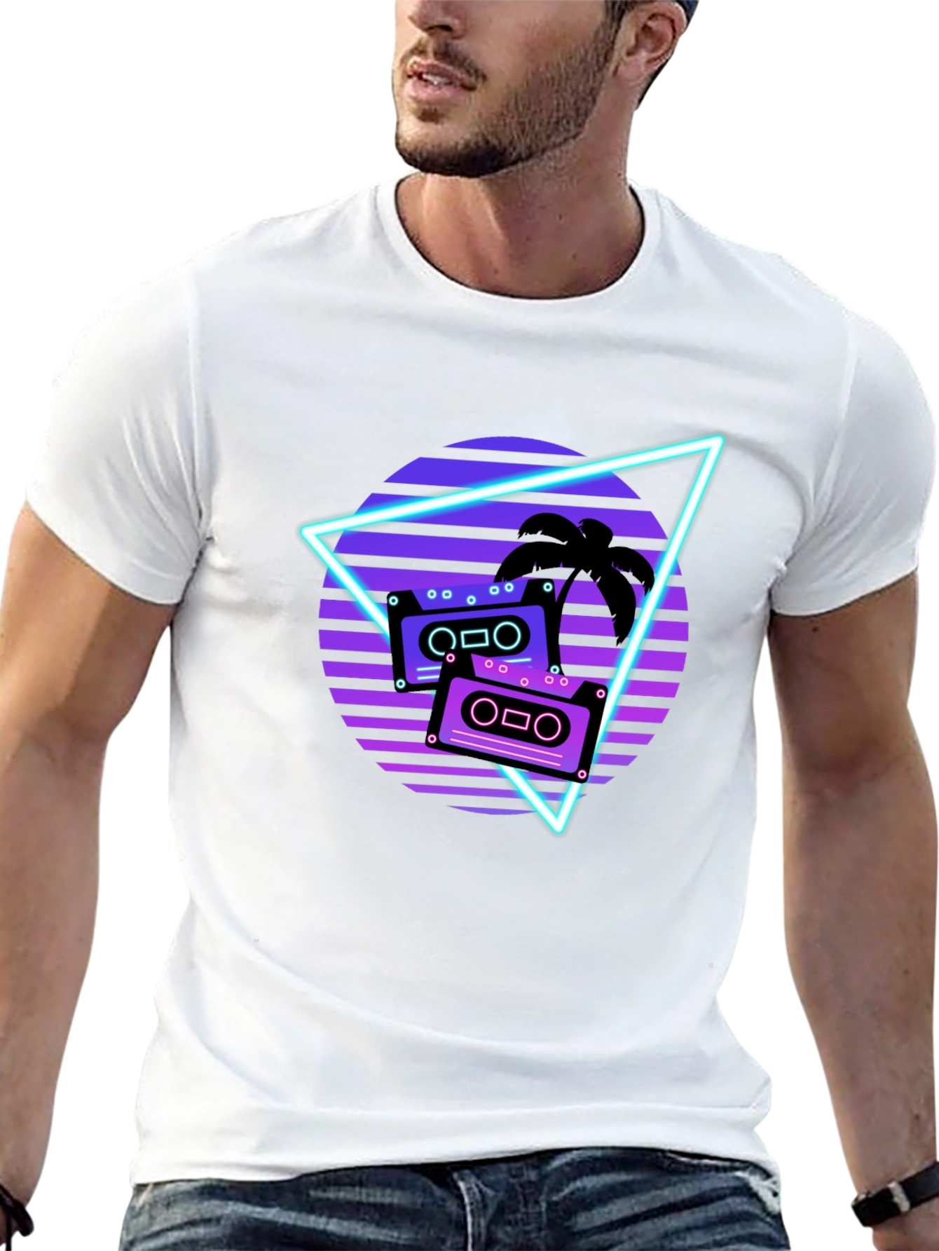 Black Retro Wave Cassette Graphic Tee view 13
