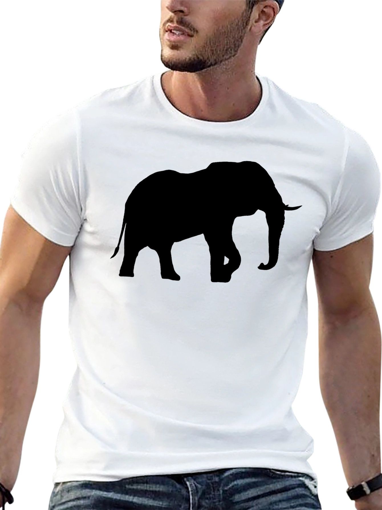 Black Elephant Silhouette Black T-Shirt view 13