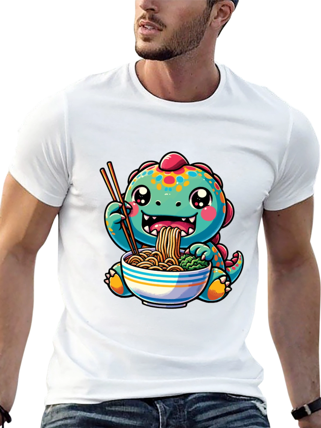 Black Dino Ramen Lover T-Shirt view 13